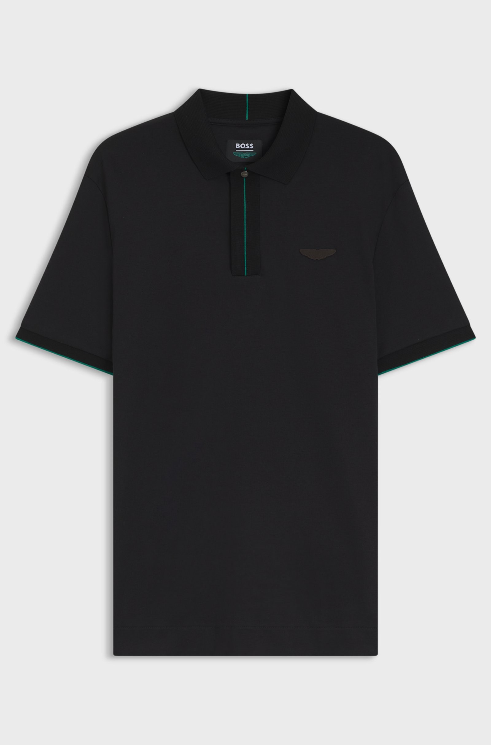 BOSS  BOSS Erkek Düğme Kapama Kısa Kol Düz Regular Fit Siyah Polo Yaka T-Shirt 50575003-001
