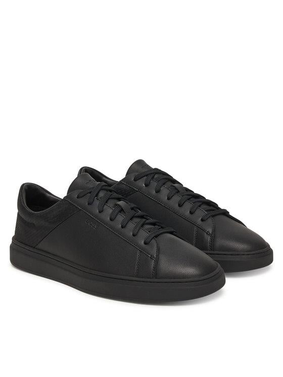 BOSS  BOSS Erkek Düşük Bilekli Düz ve Rahat Tabanlı Logo İşlemeli Siyah Sneaker 50557872-005