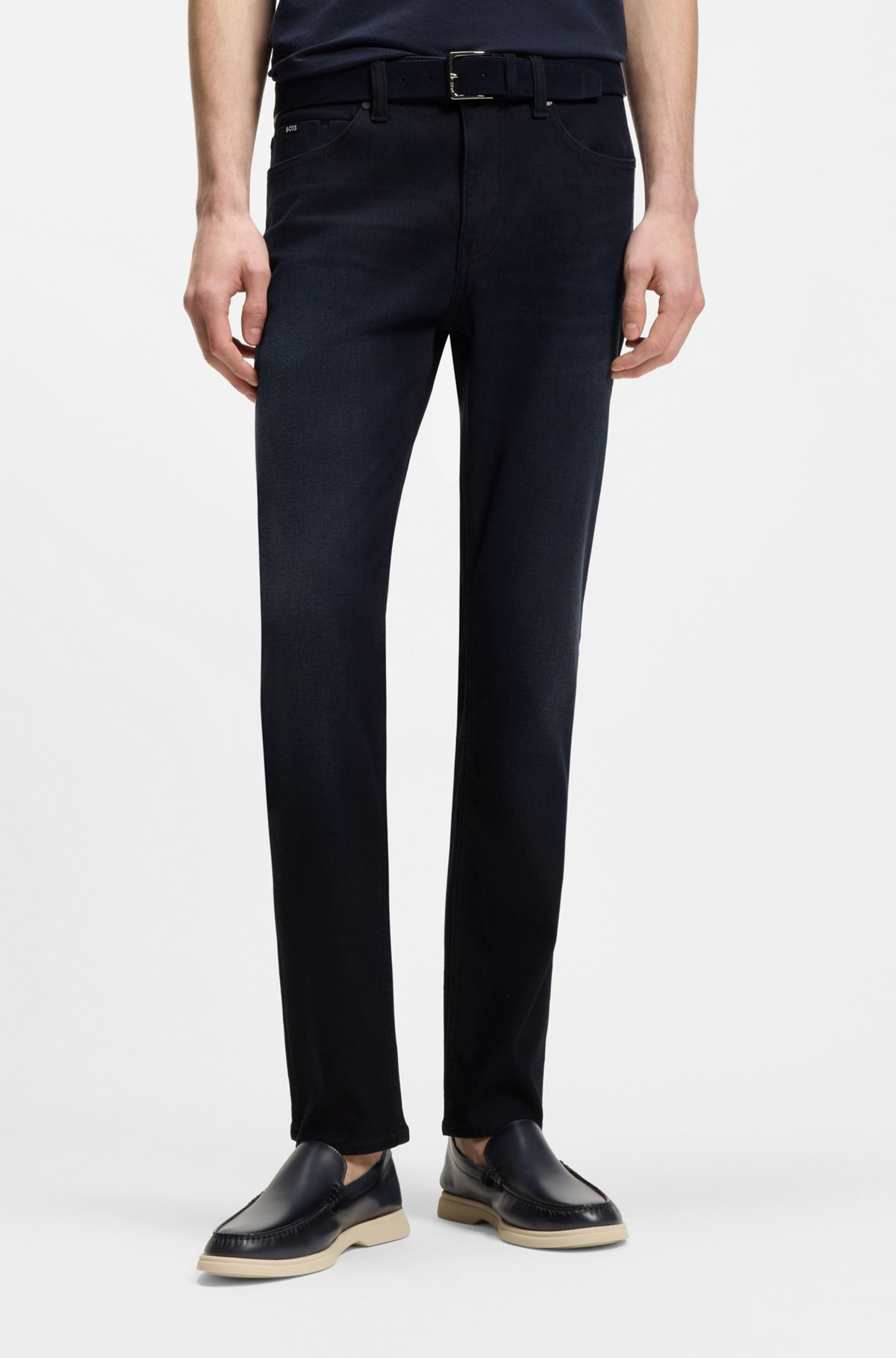 BOSS  BOSS Erkek Esnek Örme Denim Kumaşlı Dar Kalıp Lacivert Jeans 50555207-406