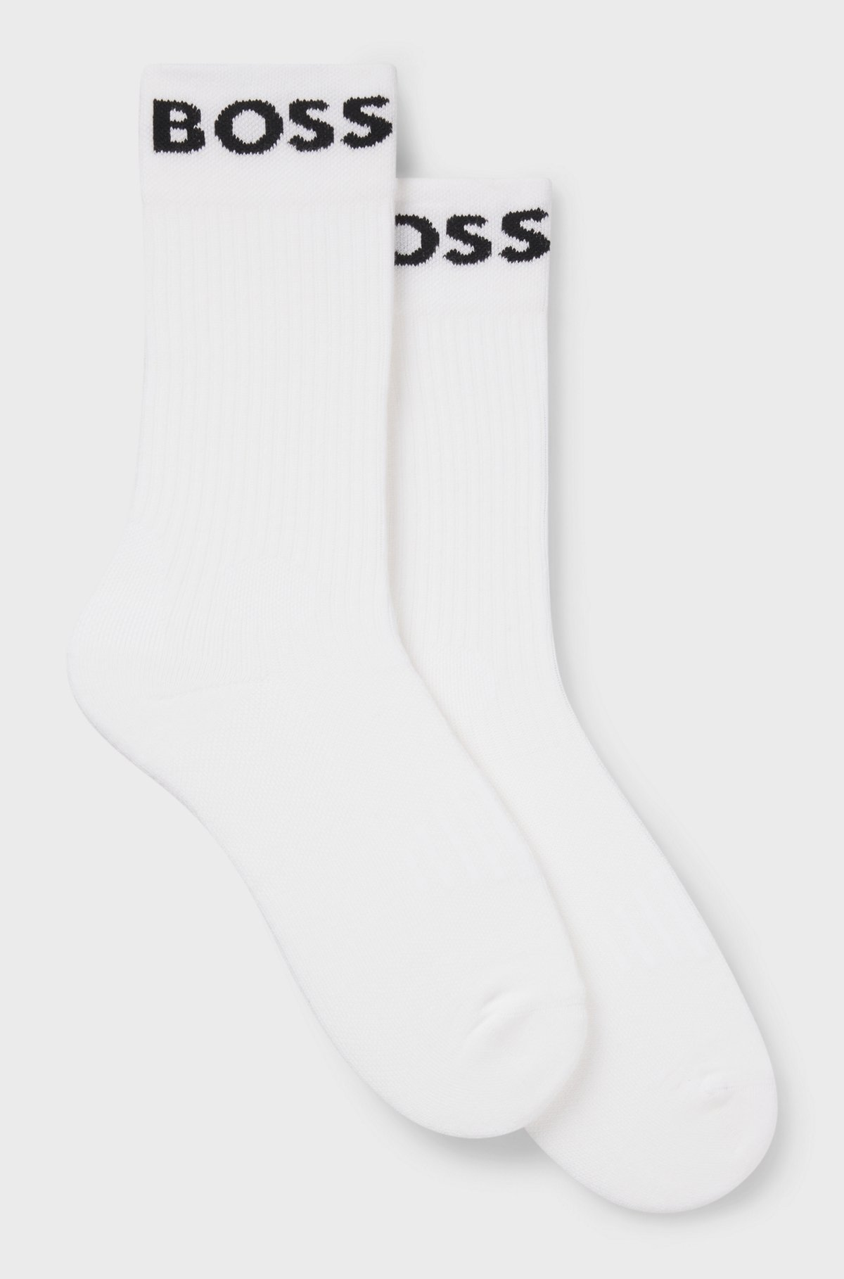 BOSS  BOSS Erkek Esnek Pamuklu Logo İmzalı 2'li Beyaz Çorap 50469747-100