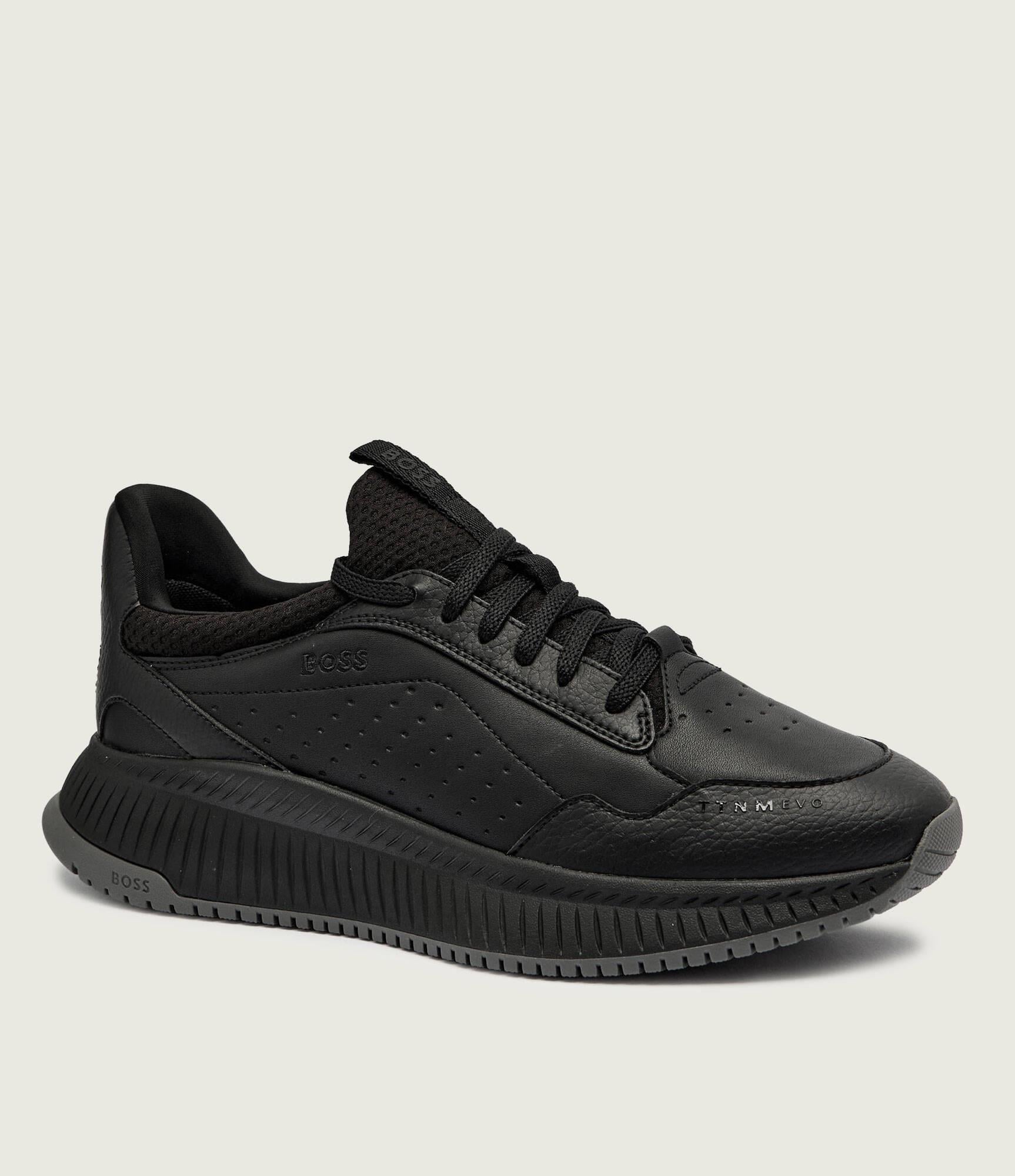 BOSS  BOSS Erkek Kalın Topuk Deri Bağcıklı Rahat Taban Siyah Sneaker 50553207-005
