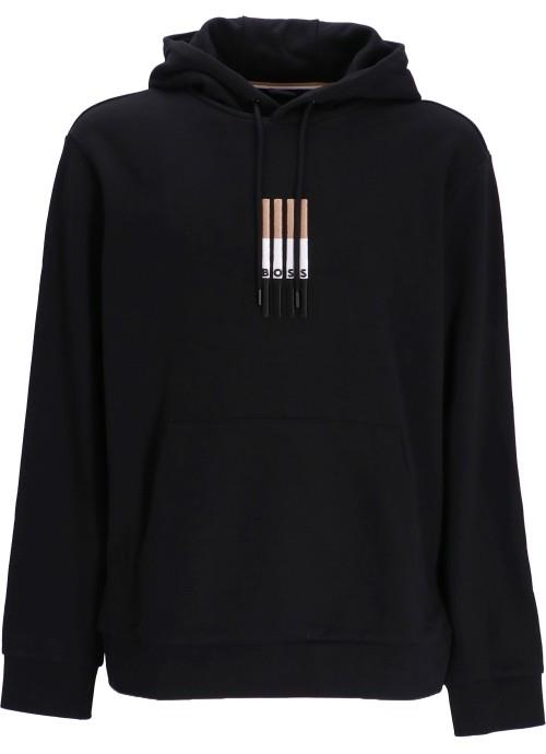 BOSS BOSS Erkek Kapşonlu Yaka Regular Fit Pamuklu Uzun Kollu Siyah Sweatshirt 50481751-001