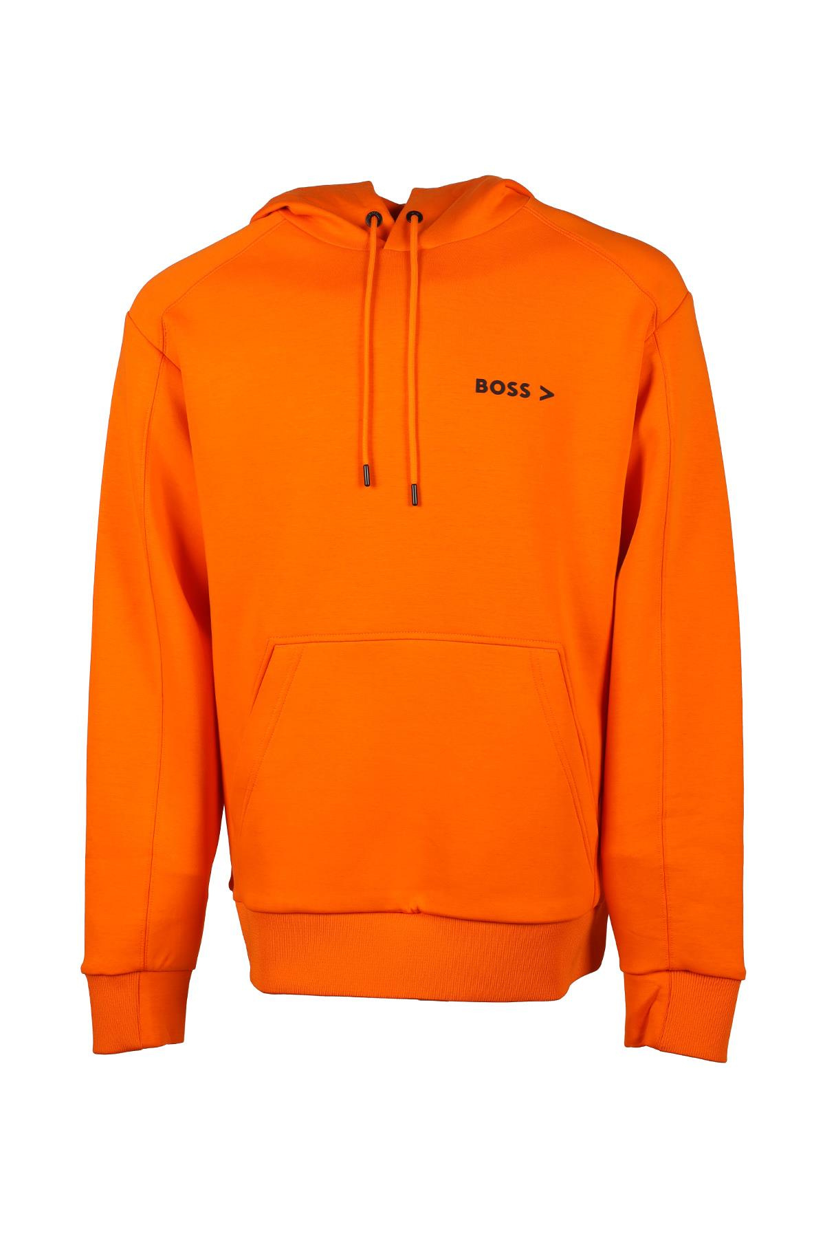 BOSS BOSS Erkek Kapüşonlu Uzun Kol Logolu Turuncu Sweatshirt 50486247-829