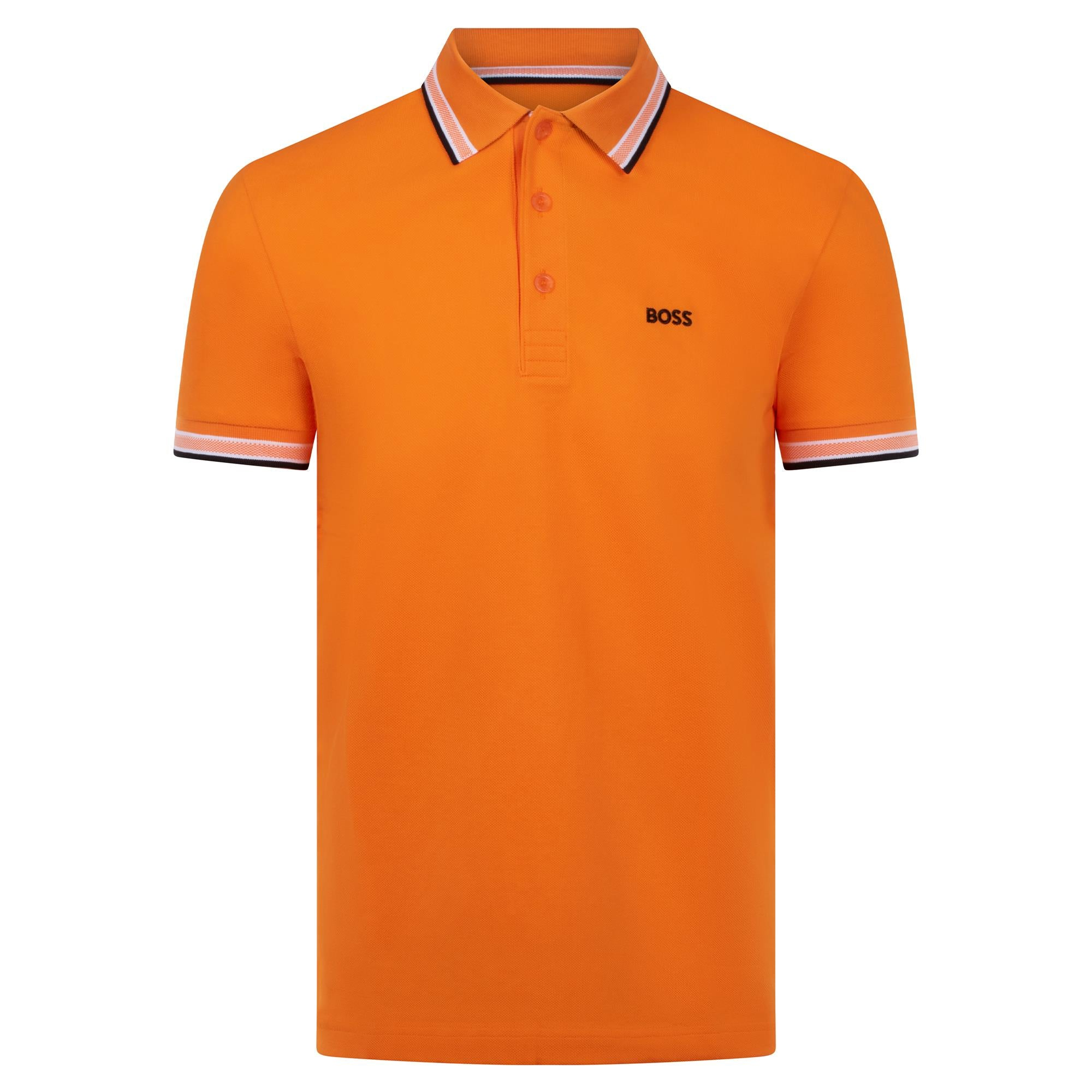 BOSS  BOSS Erkek Kısa Kol  Polo Yaka Yaka Ve Kol Uçları Renkli Şerit Kapama Turuncu Polo Yaka T-Shirt 50469055-822