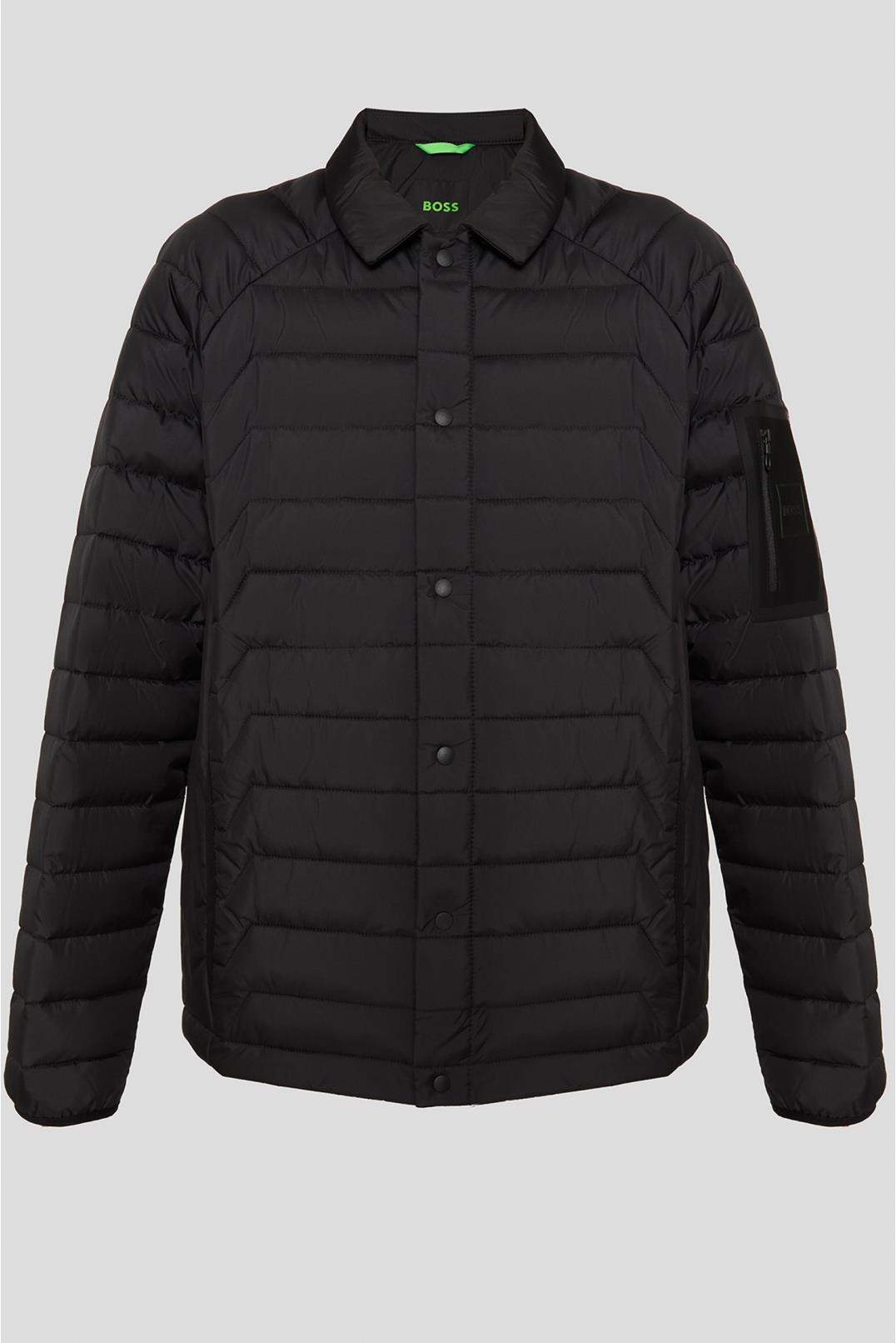 BOSS BOSS Erkek Kol Cebi Logo Detaylı Polo Yaka Siyah Ceket 50542781-001