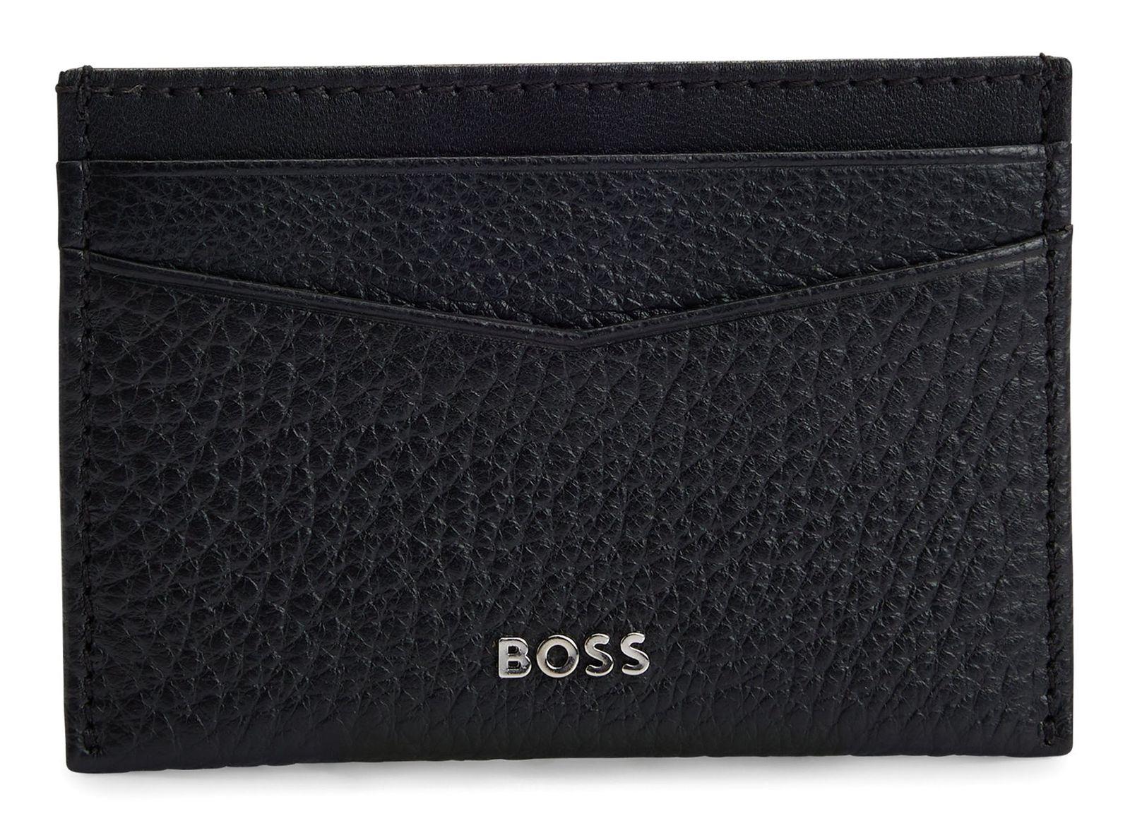 BOSS BOSS Erkek Logo Kabartmalı 4 Kart Bölmeli Deri Siyah Kartlık 50529515-001
