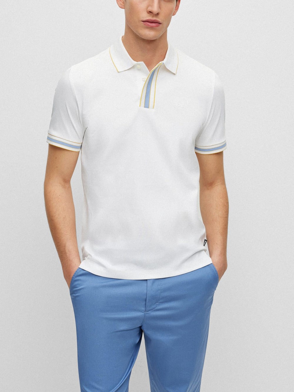 BOSS  BOSS Erkek Logolu Basic Regular Fit Kısa Kollu Beyaz Polo Yaka T-Shirt 50486186-100
