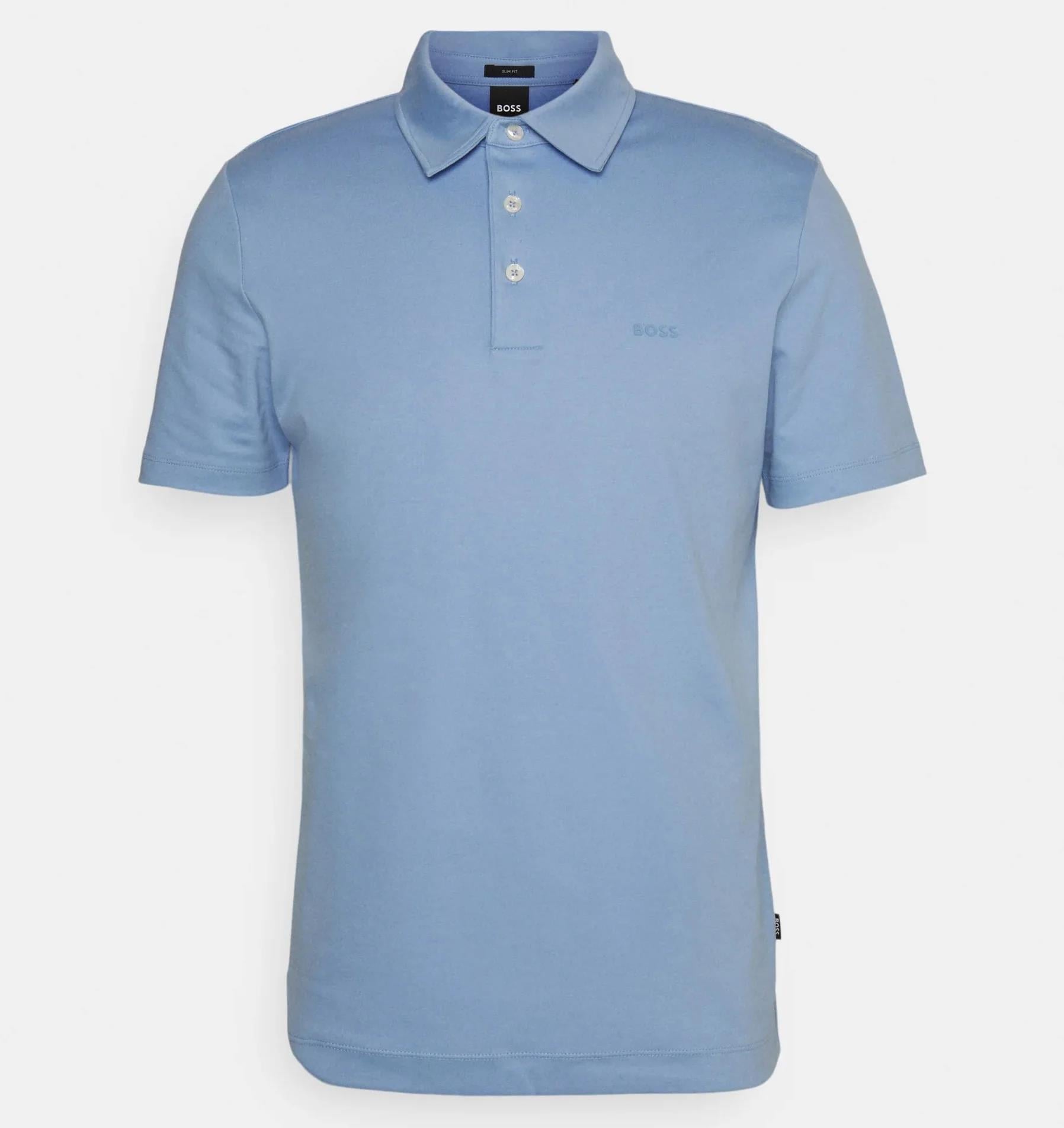 BOSS BOSS Erkek Logolu Basic Regular Fit Kısa Kollu Mavi Polo Yaka T-Shirt 50471335-492