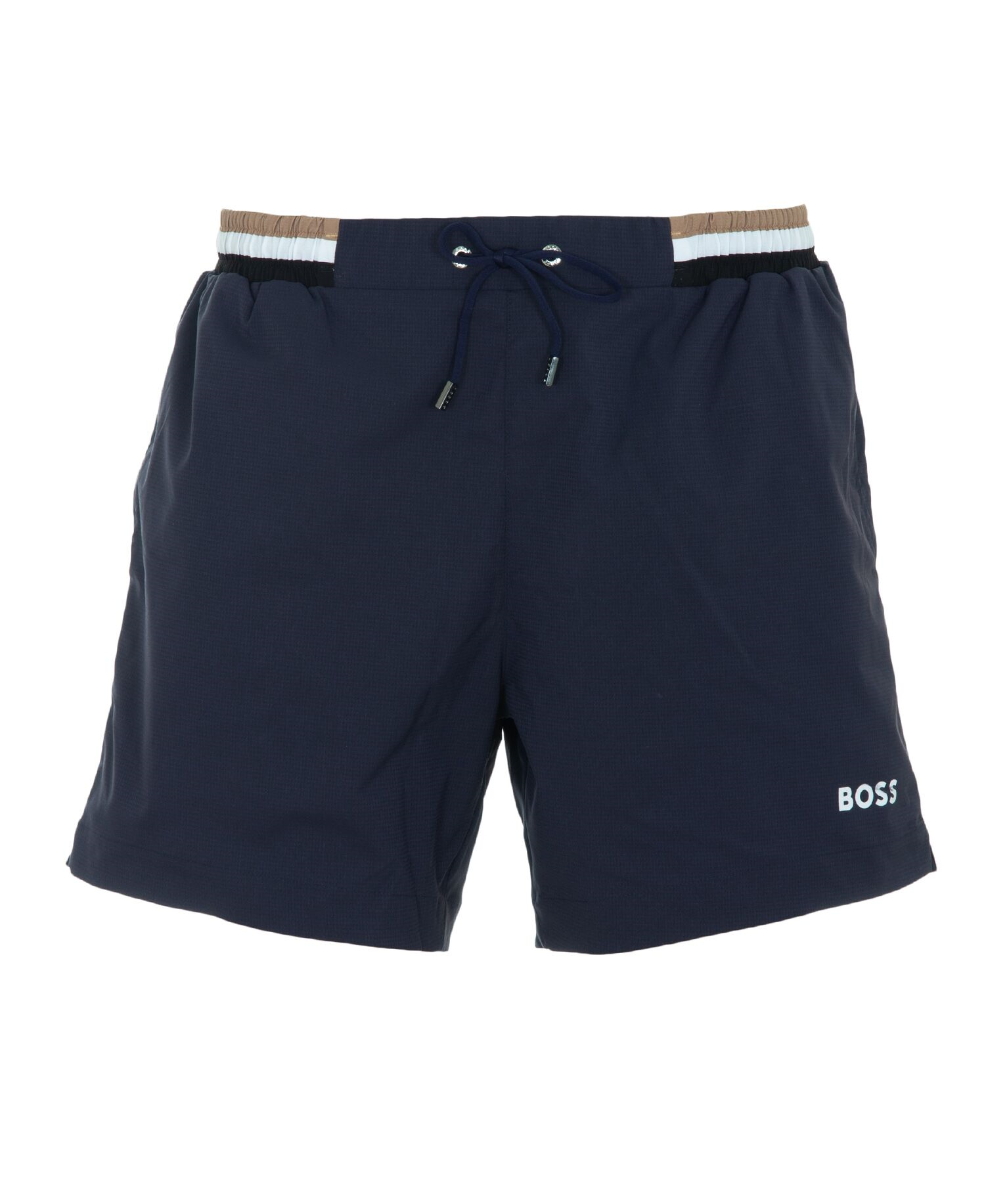 BOSS  BOSS Erkek Logolu Beli Lastikli Yüksek Bel Slim Fit Lacivert Deniz Şortu 50469324-413