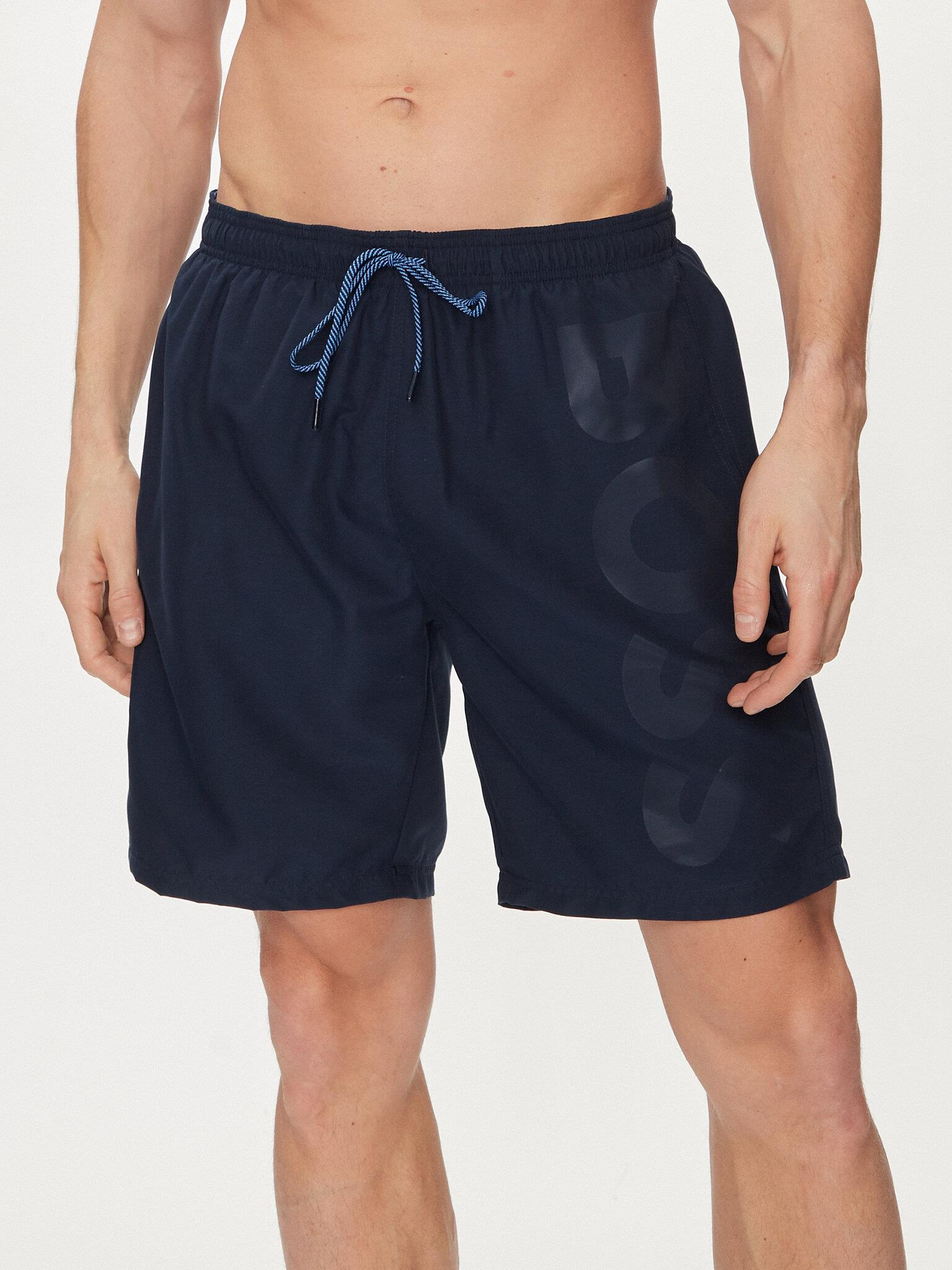BOSS BOSS Erkek Logolu Beli Lastikli Yüksek Bel Slim Fit Lacivert Deniz Şortu 50509127-413