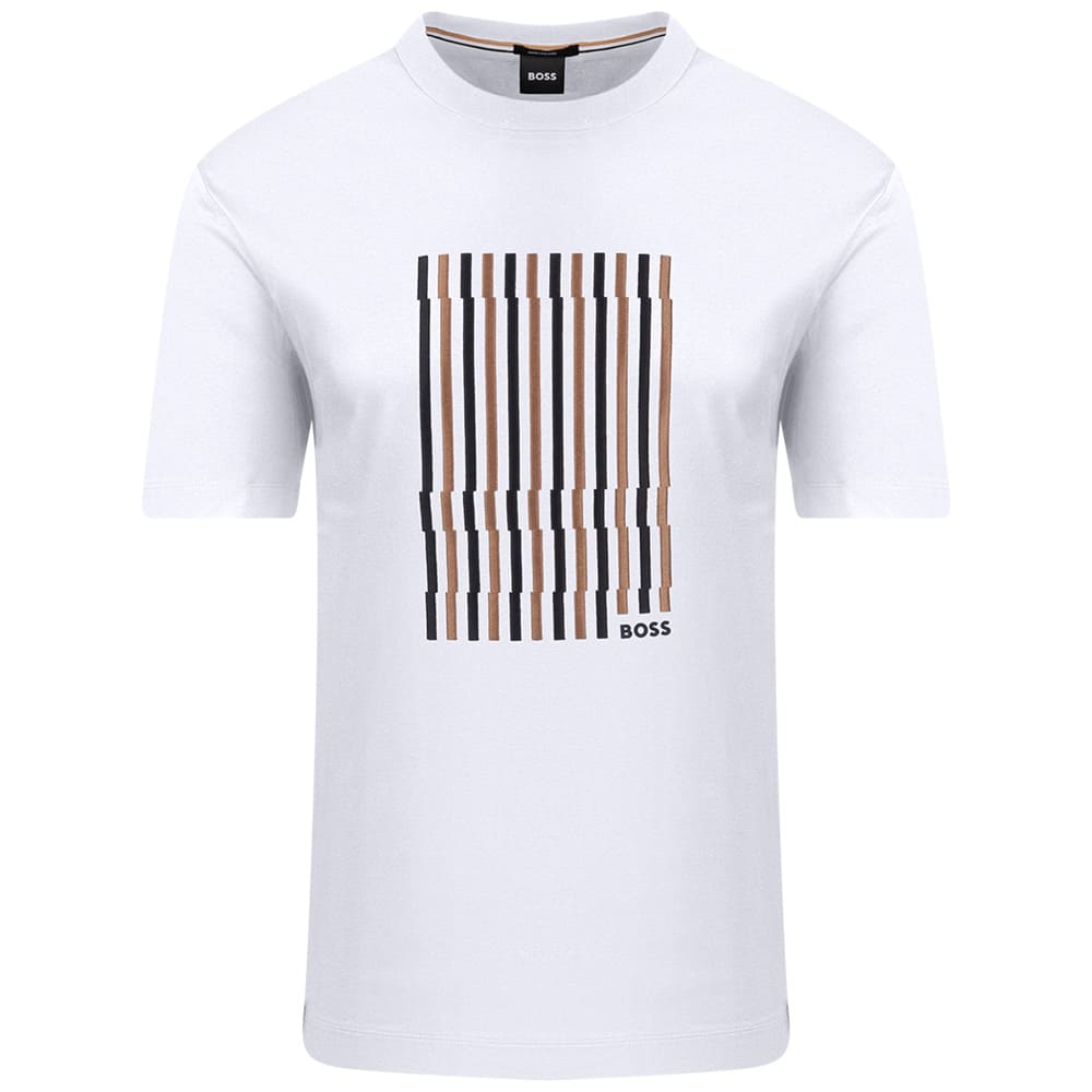BOSS  BOSS Erkek Logolu Bisiklet Yaka Kısa Kol Standart Beyaz T-Shirt 50560466-100