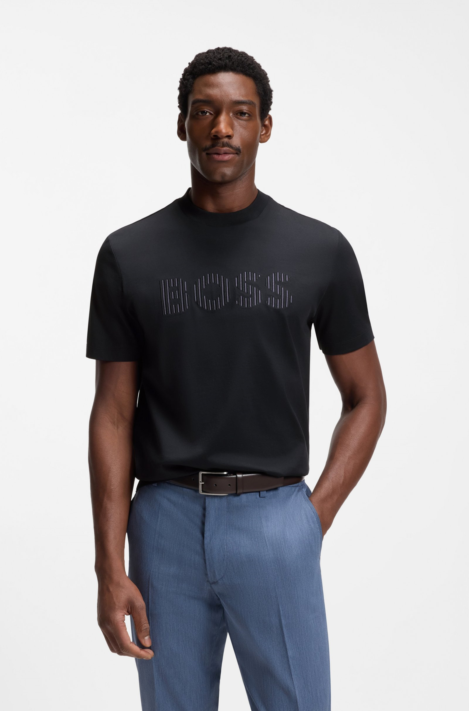 BOSS  BOSS Erkek Logolu Bisiklet Yaka Kısa Kol Standart Lacivert T-Shirt 50560466-404