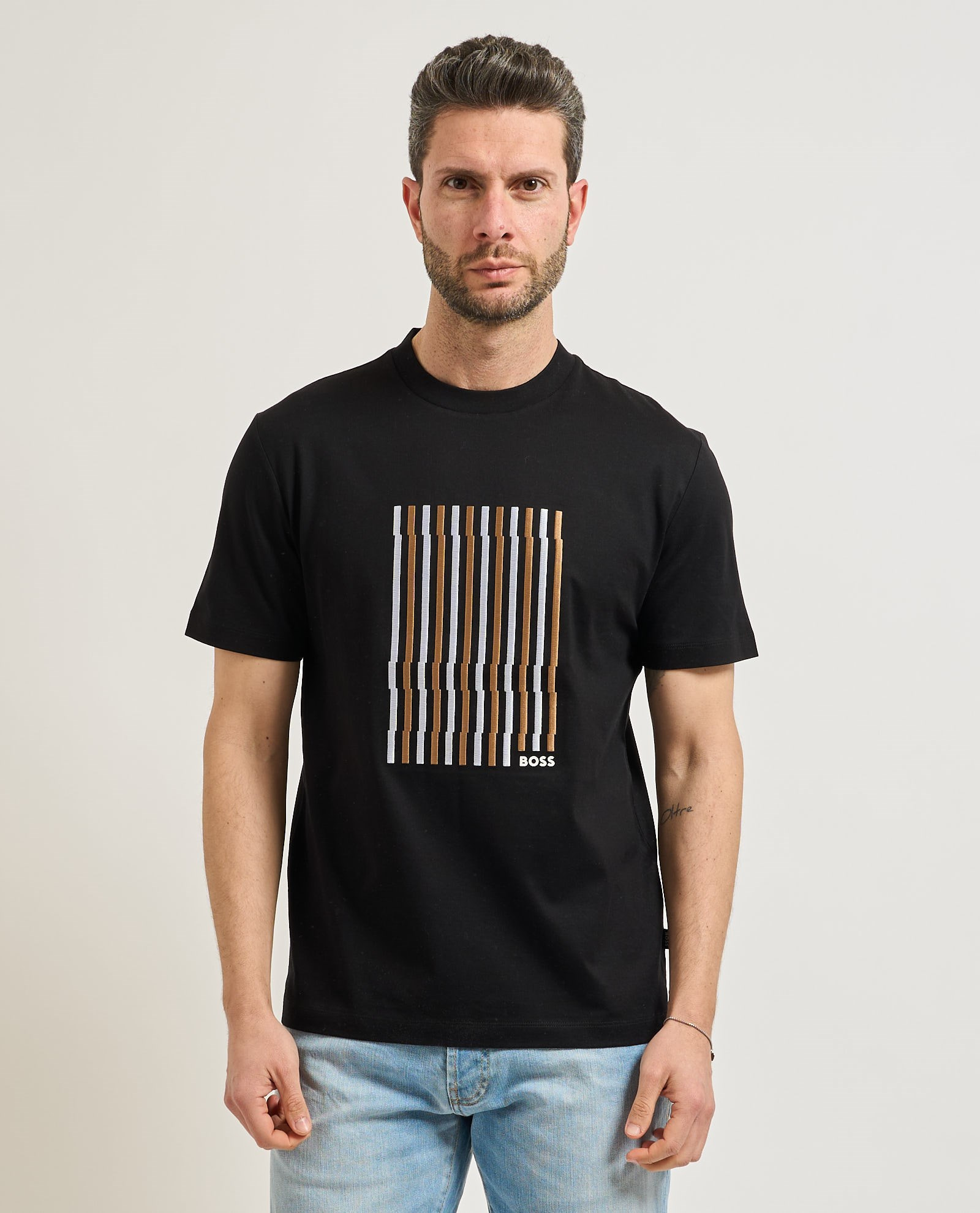 BOSS  BOSS Erkek Logolu Bisiklet Yaka Kısa Kol Standart Siyah1 T-Shirt 50560466-001