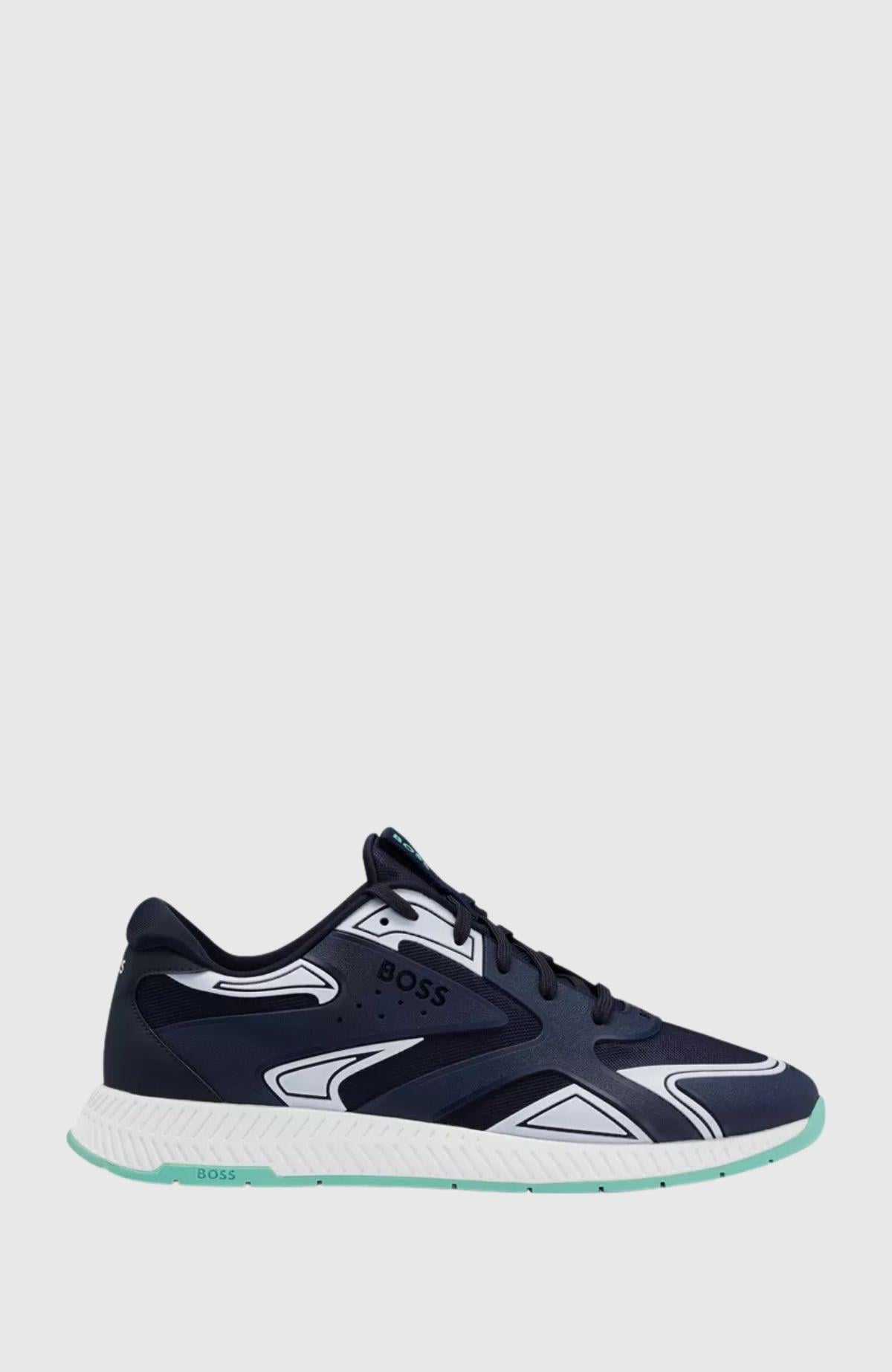 BOSS BOSS Erkek Logolu Normal Kalıp Bağcıklı Günlük Mavi2 Sneaker 50493215-460
