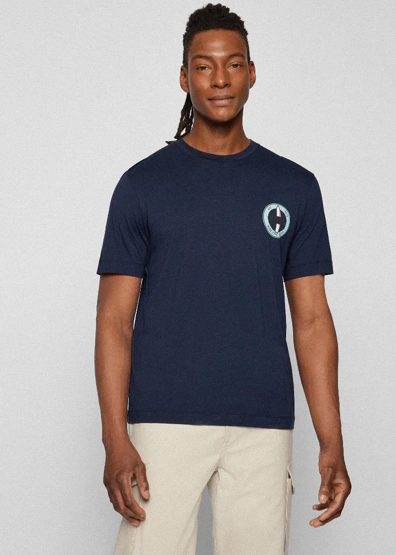 BOSS BOSS Erkek Marka Logo Detaylı Regular Fit Kısa Kollu Lacivert T-Shirt 50469499-404