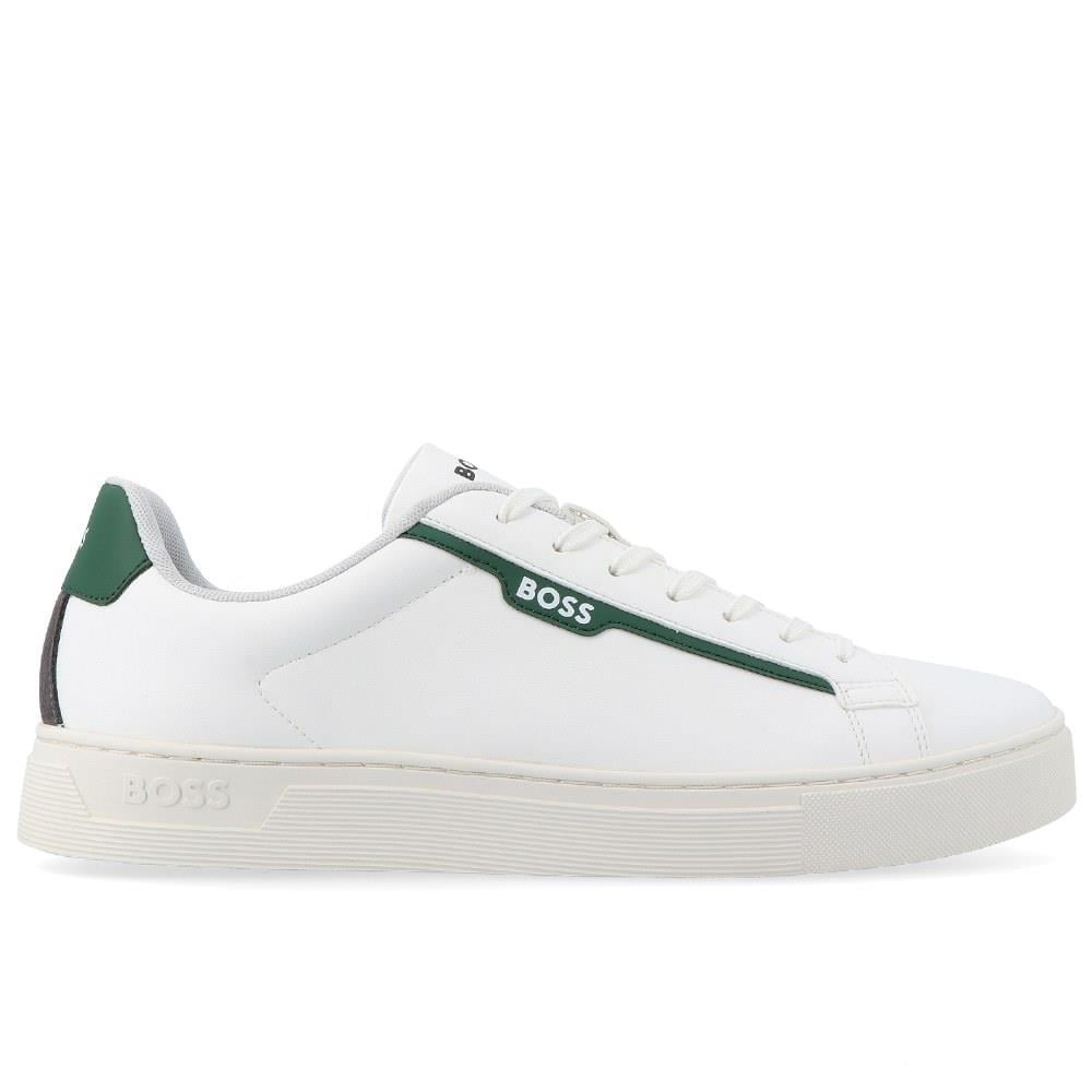 BOSS BOSS Erkek Marka Logolu Bağcıklı Kaydırmaz Tabanlı Günlük Yeşil - Beyaz Sneaker 50502869-130