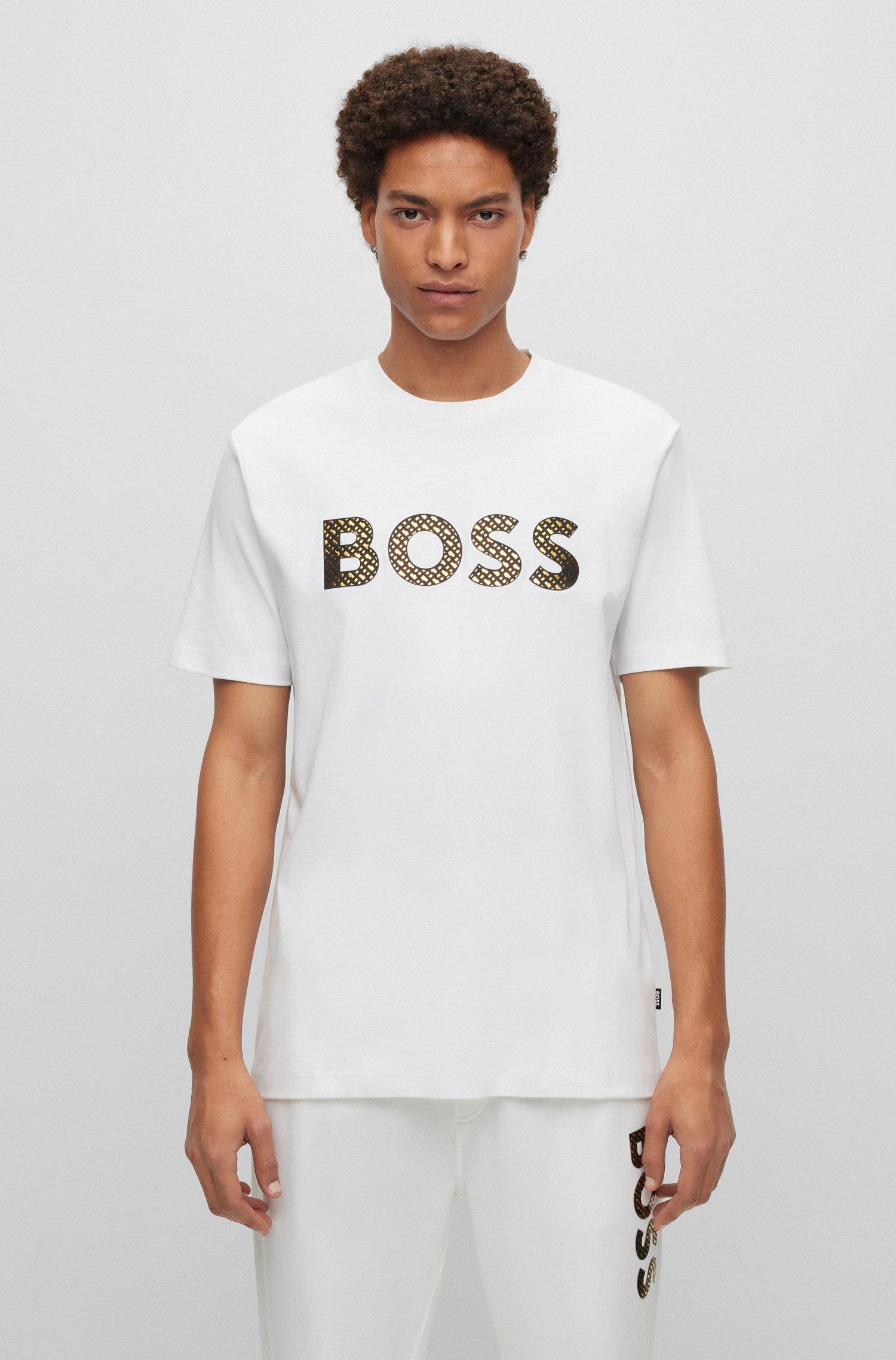 BOSS BOSS Erkek Marka Logolu Basic Bisiklet Yaka Kısa Kollu Beyaz T-Shirt 50481590-100