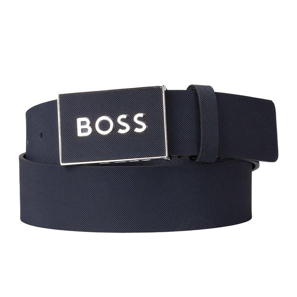 BOSS BOSS Erkek Marka Logolu Deri Günlük Kullanım Lacivert1 Kemer 50471333-402