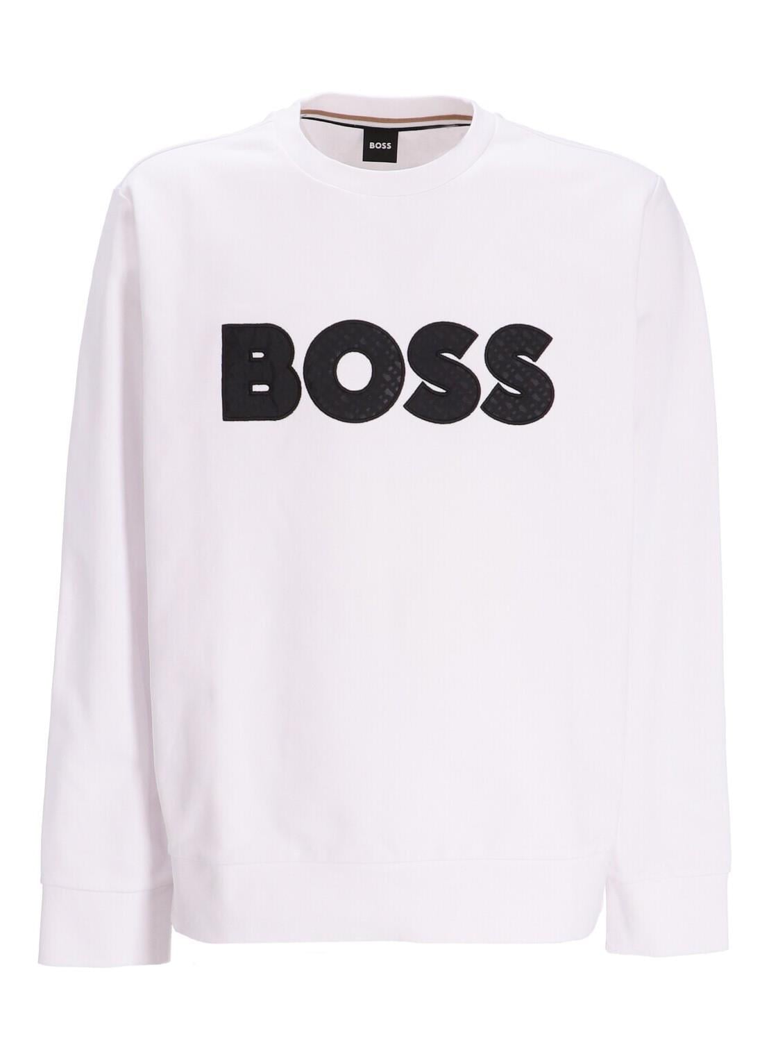 BOSS BOSS Erkek Marka Logolu Yuvarlak Yaka Uzun Kollu Beyaz Sweatshirt 50494091-100