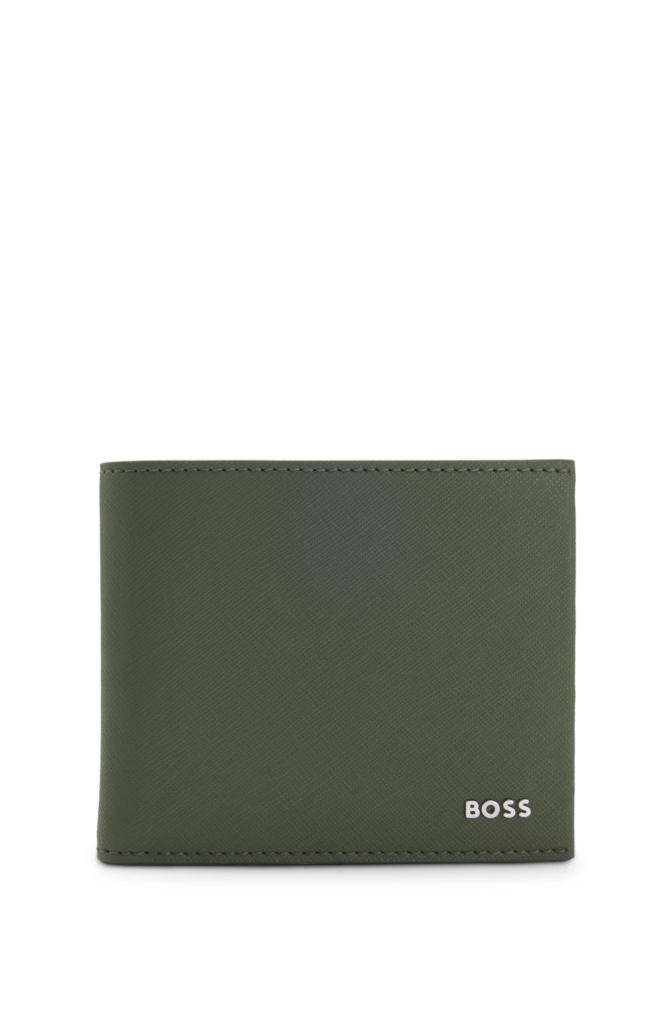 BOSS  BOSS Erkek Metalik Logo Detaylı Nakit Para Bölmeli Deri Haki Cüzdan 50568378-347