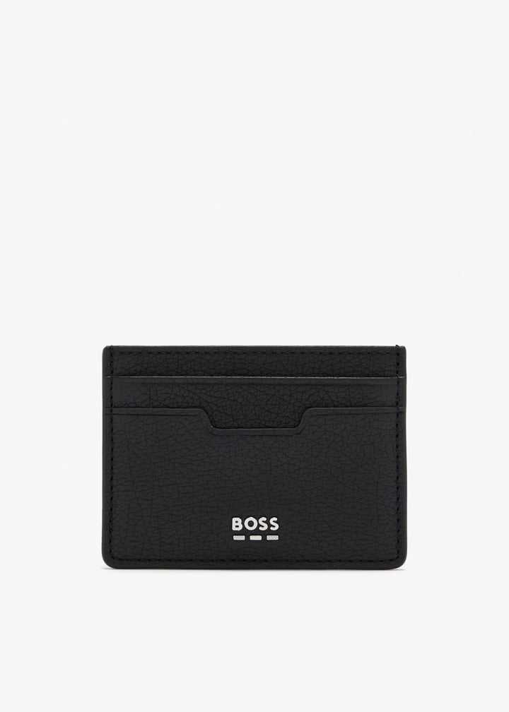 BOSS  BOSS Erkek Metalik Logo Kabartmalı Hakiki Deri Siyah Kartlık 50563650-001