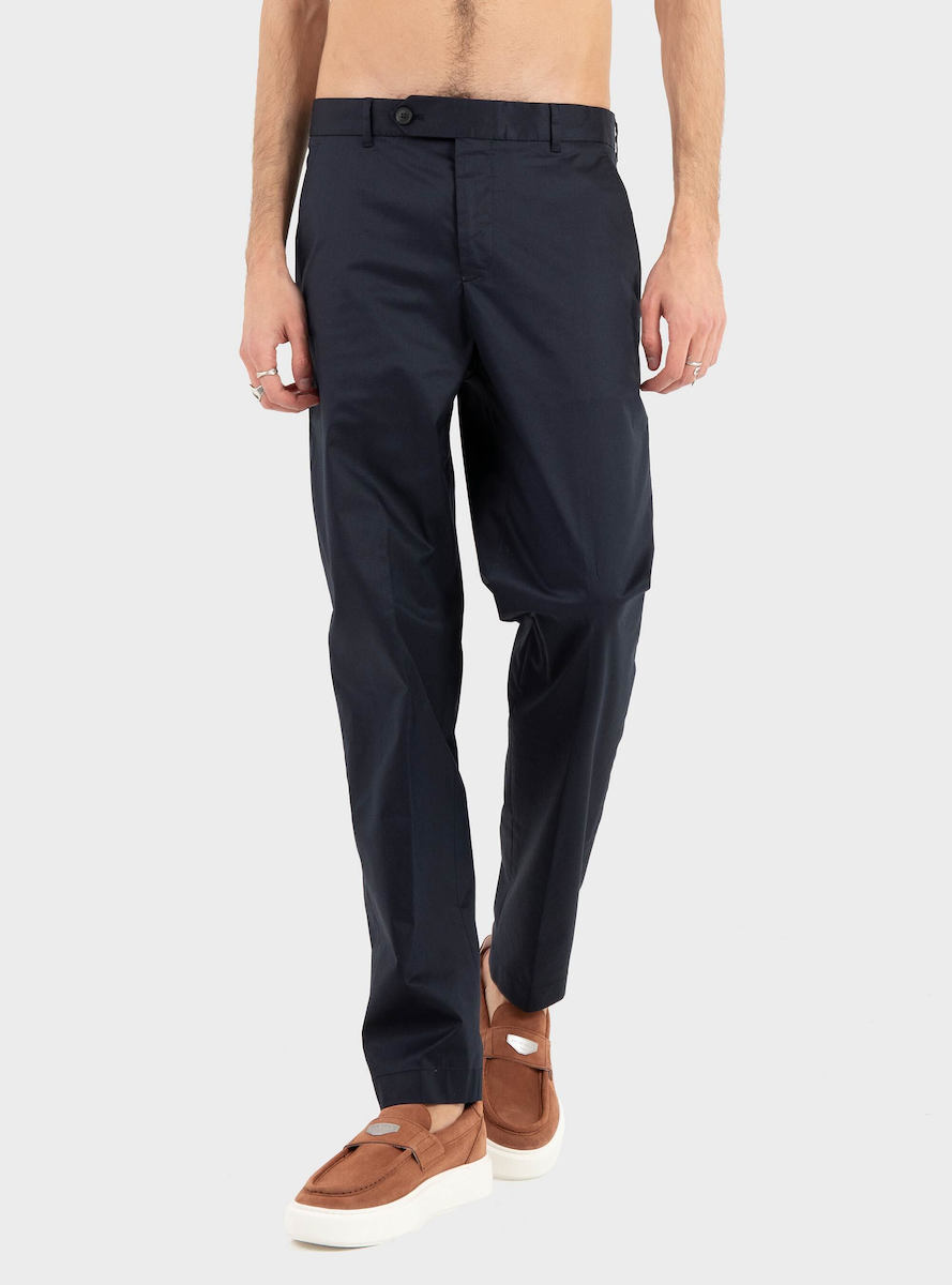 BOSS  BOSS Erkek Normal Bel Yandan Düğme Kapama Uzun Regular Fit Lacivert Pantolon 50561575-404