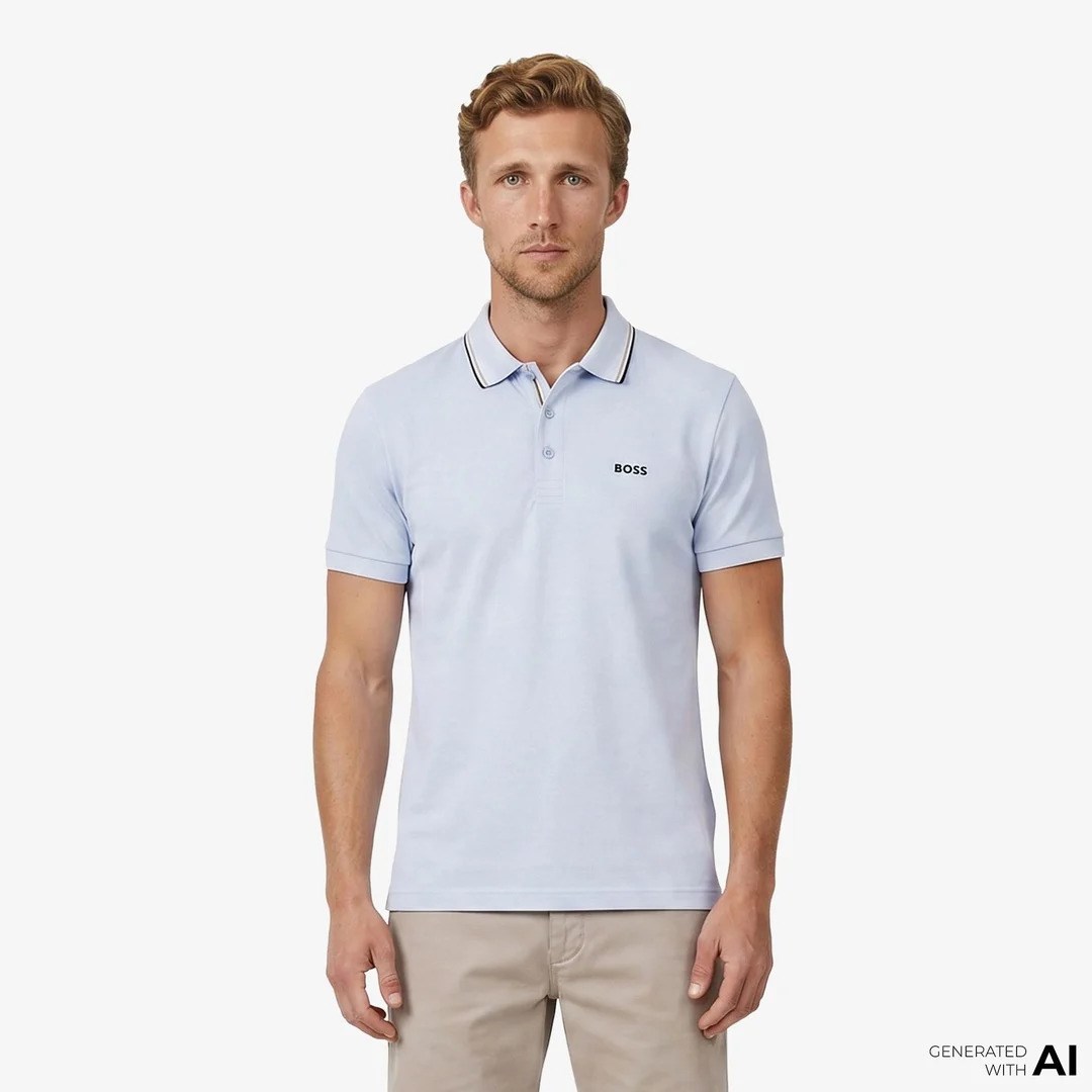 BOSS  BOSS Erkek Normal Kalıp %100 Pamuklu Logo İşlemeli Kısa Kollu Mavi Polo Yaka T-Shirt 50559365-460