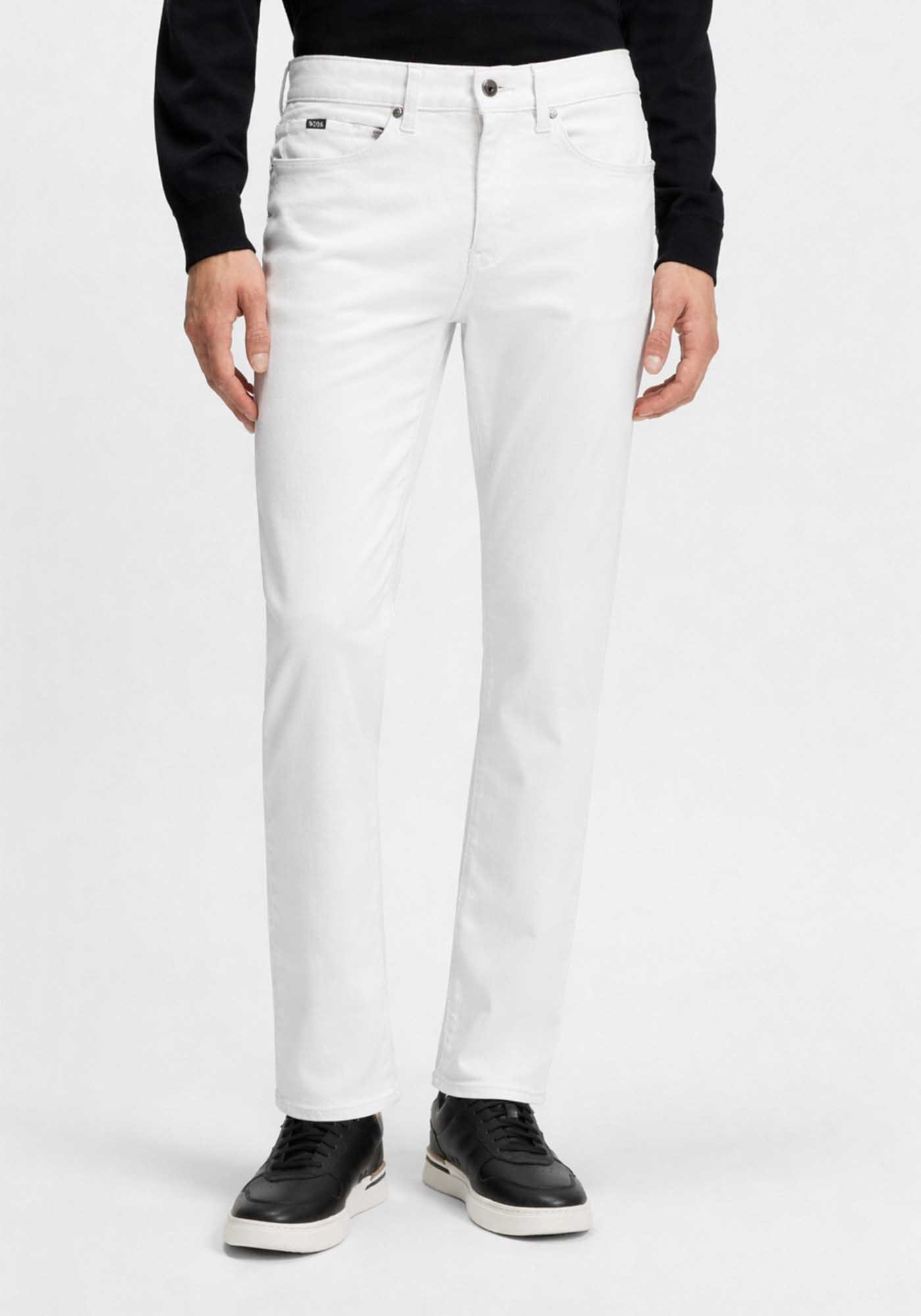 BOSS  BOSS Erkek Normal Kalıp Düz Paça Beyaz Jeans 50550942-100