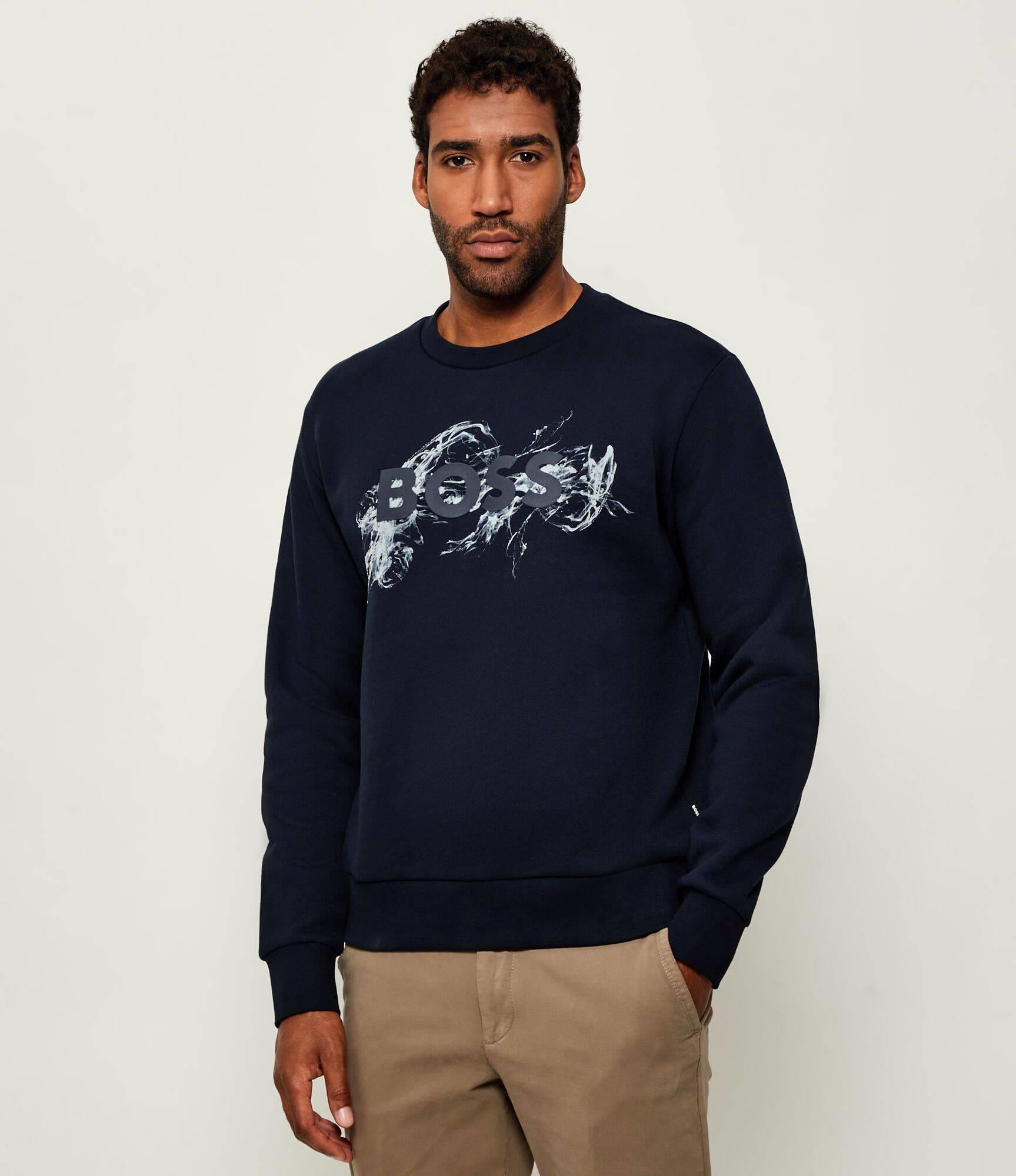 BOSS  BOSS Erkek Normal Kalıp Logo Baskılı Yuvarlak Yakalı Uzun Kollu Kırmızı Sweatshirt 50549283-404