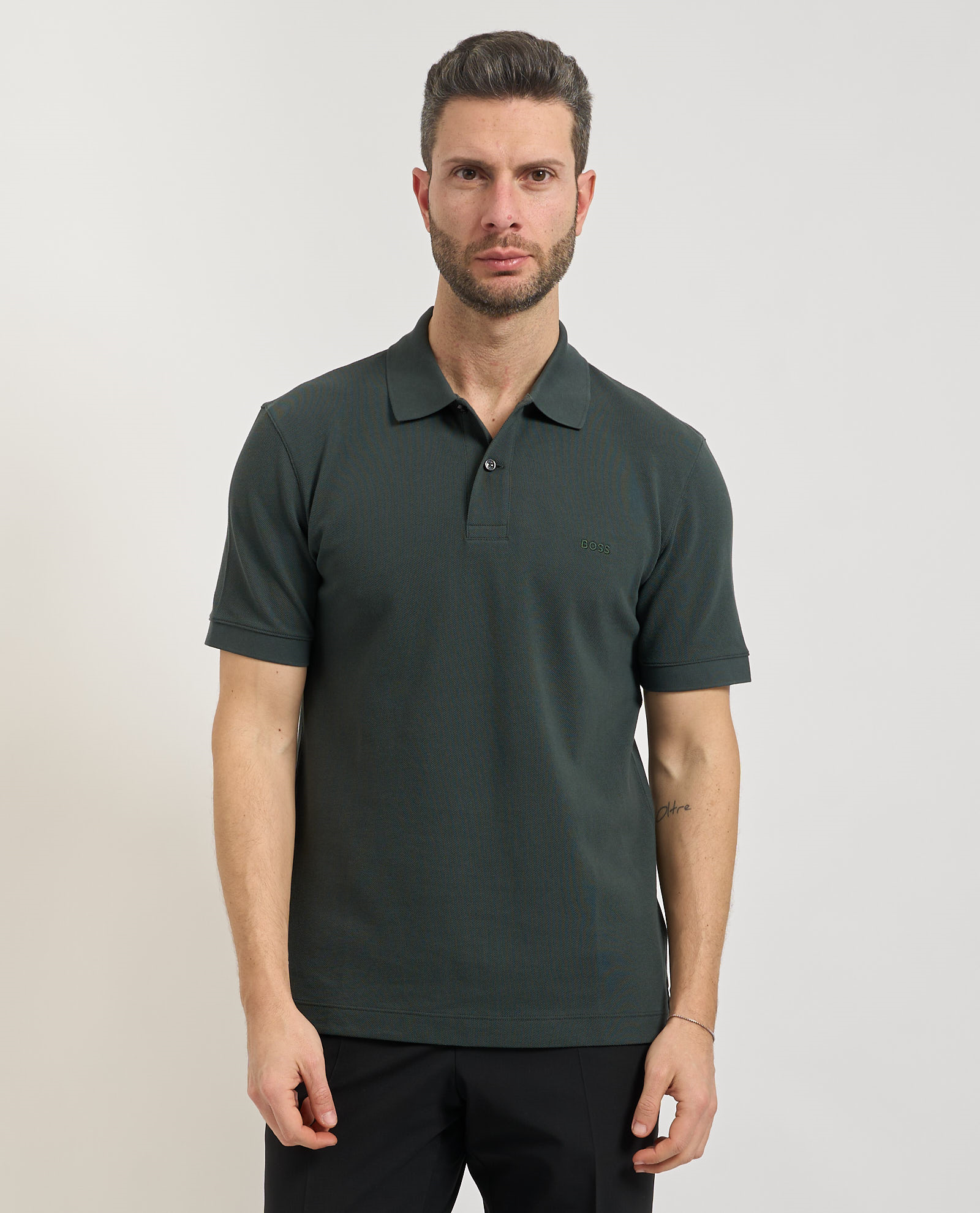 BOSS  BOSS Erkek Normal Kalıp Logo İşlemeli Kısa Kollu Yeşil Polo Yaka T-Shirt 50553564-348