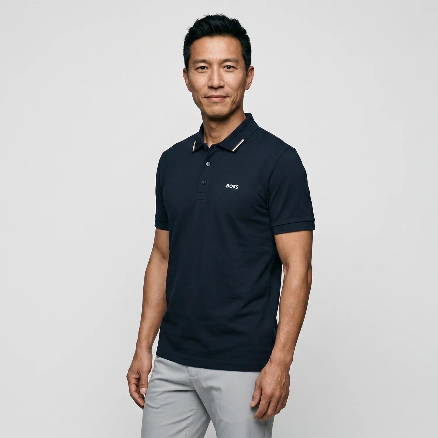 BOSS  BOSS Erkek Normal Kesim Pamuklu Nem Emici Kumaş Kısa Kollu Lacivert Polo Yaka T-Shirt 50564779-402