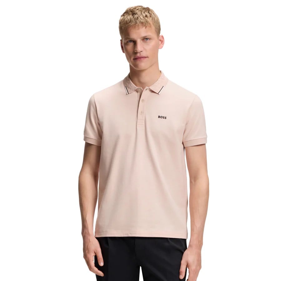 BOSS  BOSS Erkek Normal Kesim Pamuklu Nem Emici Kumaş Kısa Kollu Pembe Polo Yaka T-Shirt 50564779-835