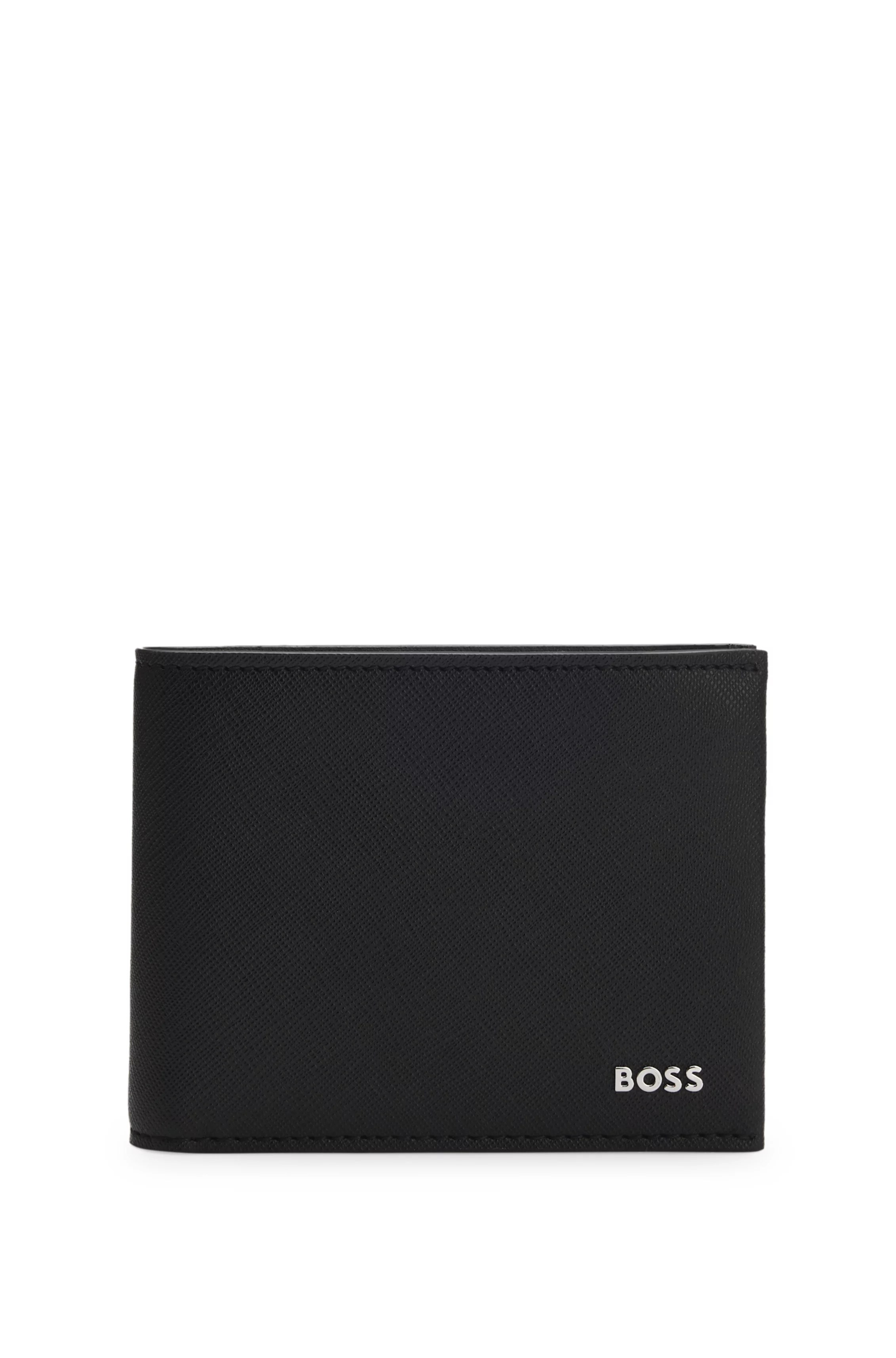 BOSS  BOSS Erkek Ön Tarafta Kabartmalı Logo İç Bölmeli Siyah Cüzdan 50568399-001