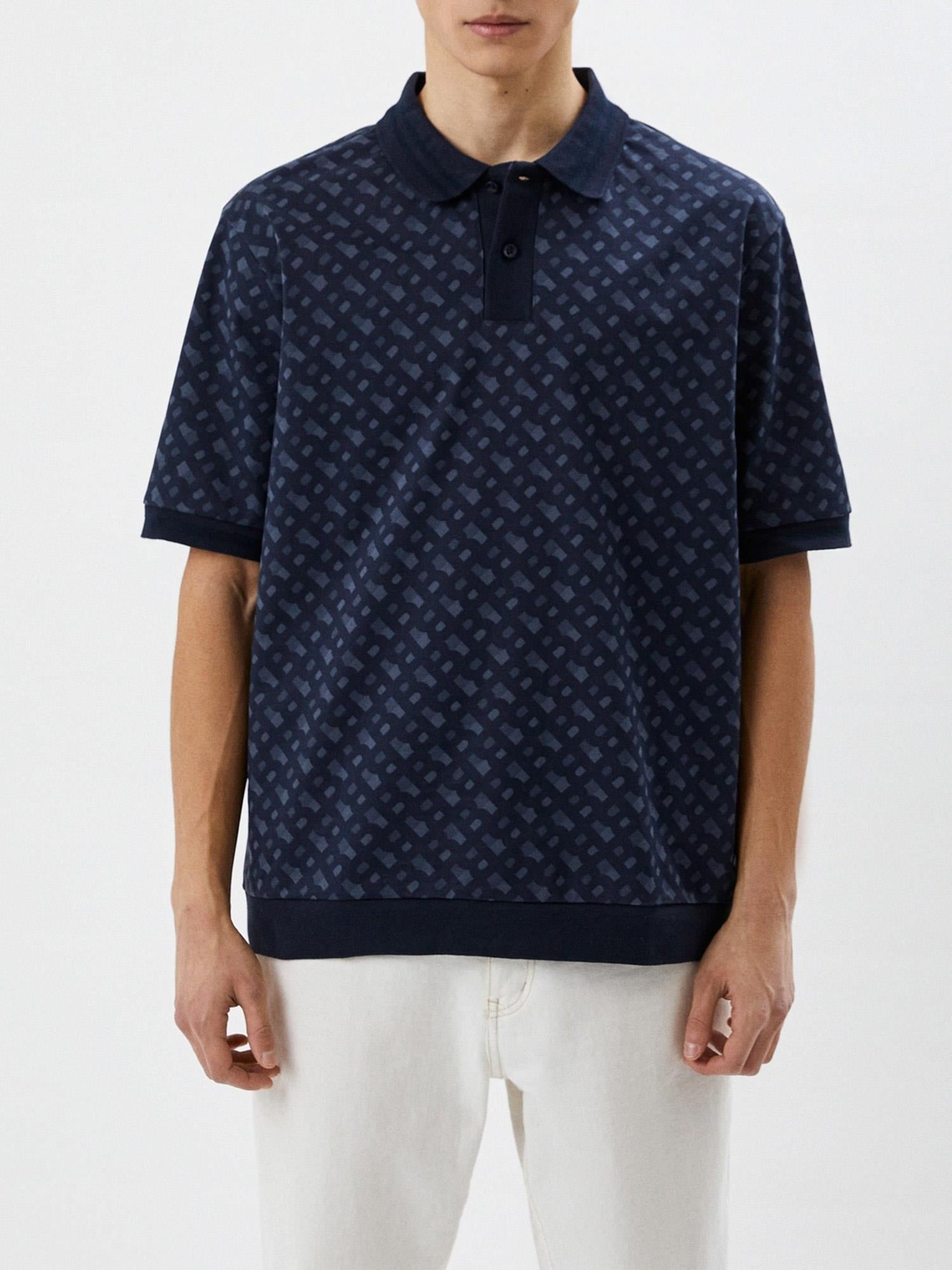 BOSS BOSS Erkek oversize fit Kısa Kollu düz Polo Yaka Mavi Polo Yaka T-Shirt 50486168-405