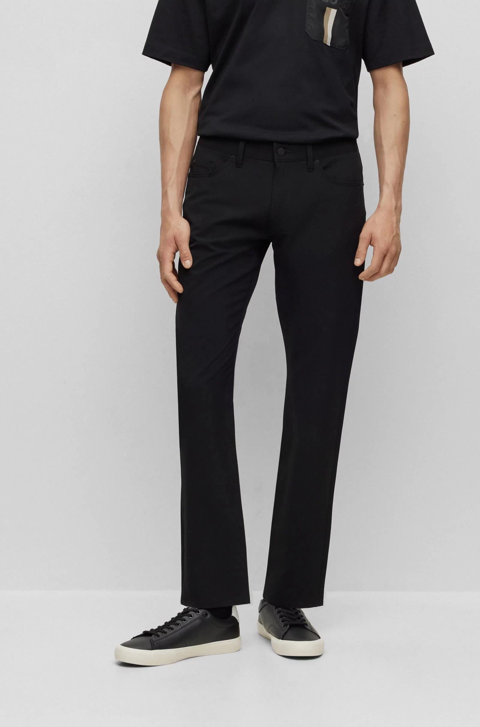 BOSS BOSS Erkek Pamuklu Normal Bel 5 Cepli Düğmeli Siyah Jeans 50495631-001
