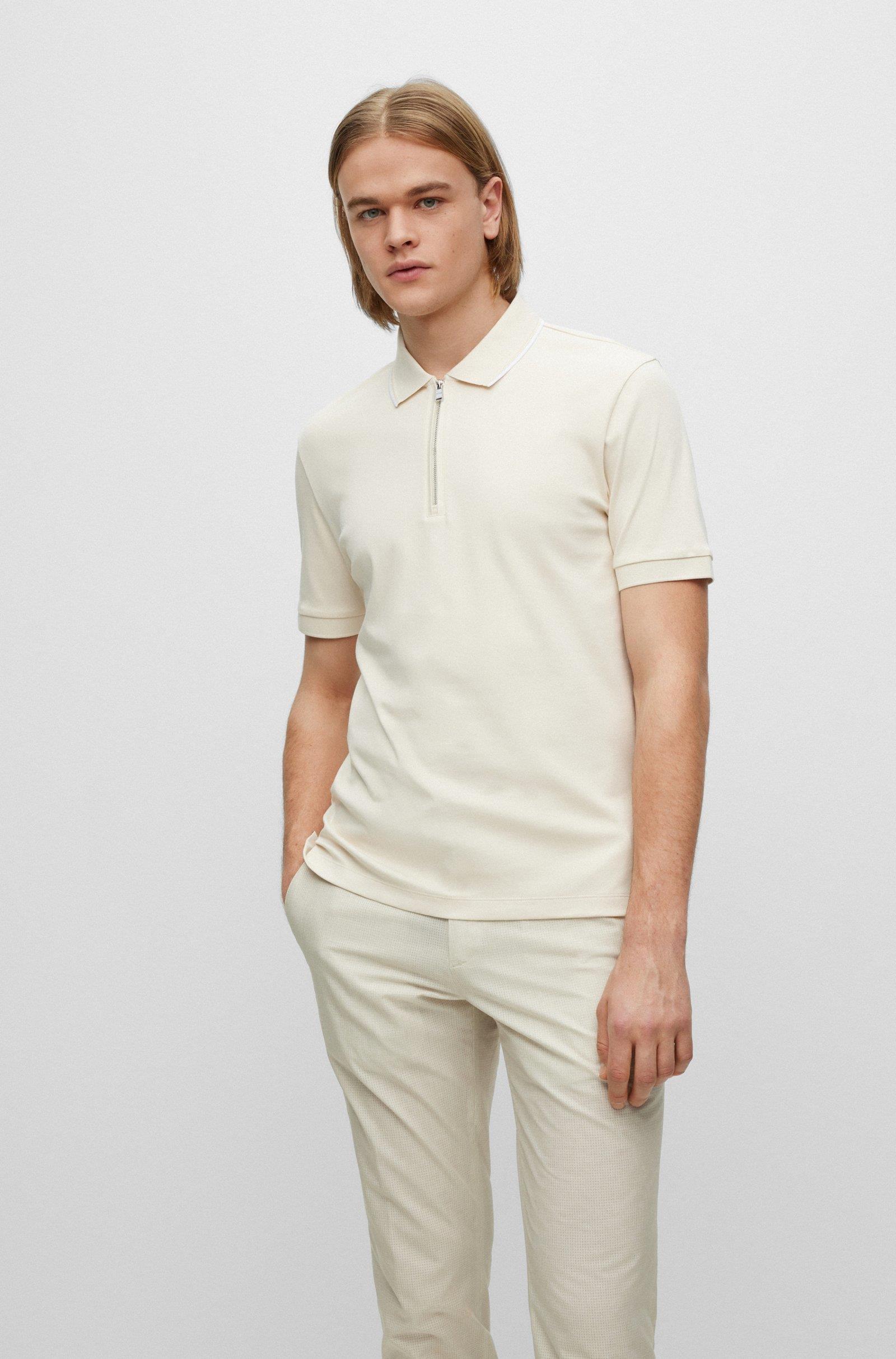 BOSS BOSS Erkek Pamuklu Polo Yaka Kısa Kollu Günlük Kullanım Ekru Polo Yaka T-Shirt 50486191-131