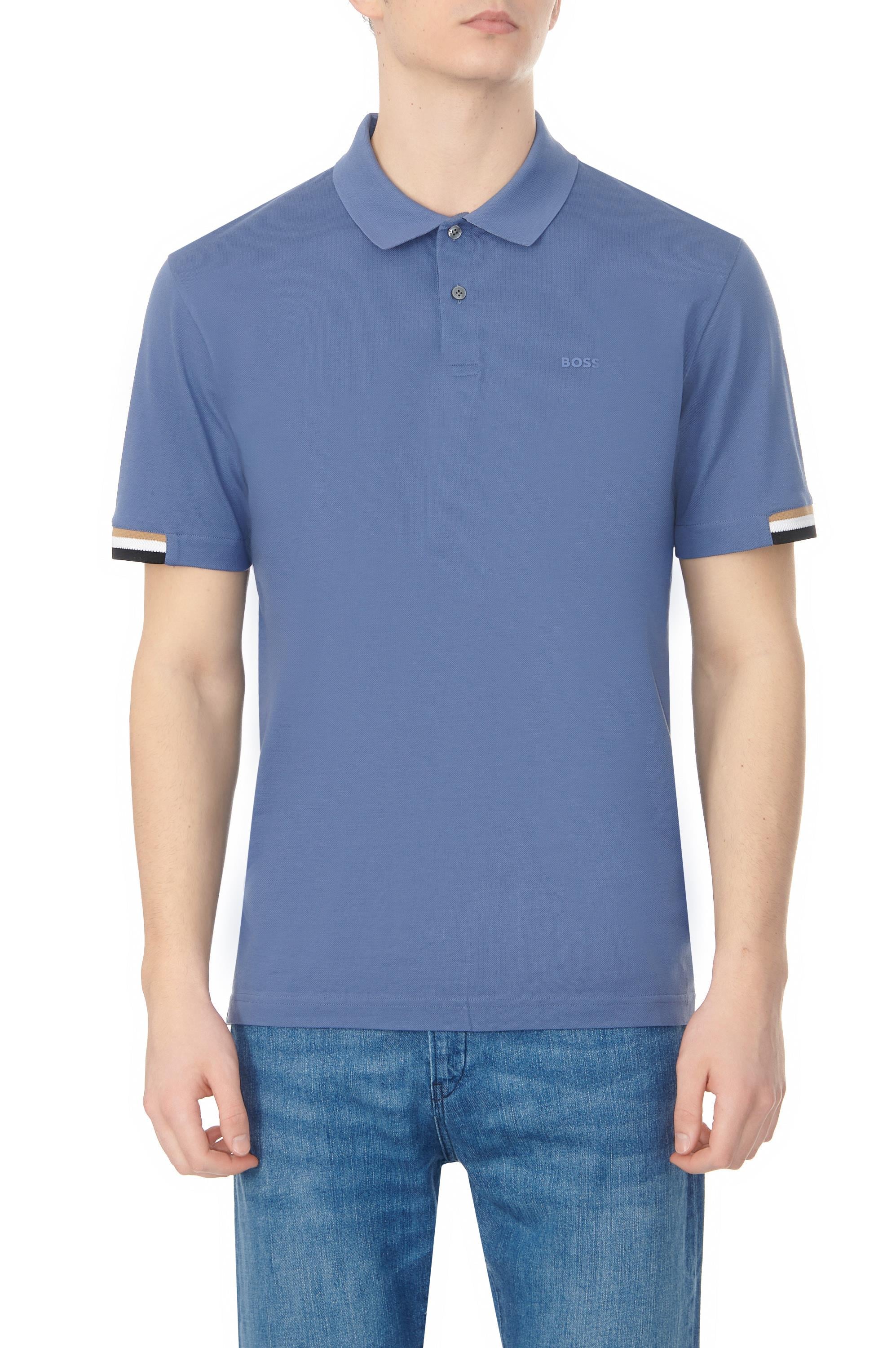 BOSS BOSS Erkek Pamuklu Polo Yakalı Düğme Kapamalı Kısa Kollu Lacivert1 Polo Yaka T-Shirt 50467113-479
