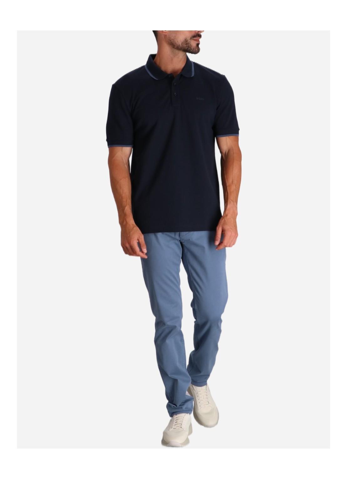 BOSS  BOSS Erkek Pamuklu Polo Yakalı Düğme Kapamalı Kısa Kollu Lacivert2 T-Shirt 50494697-408
