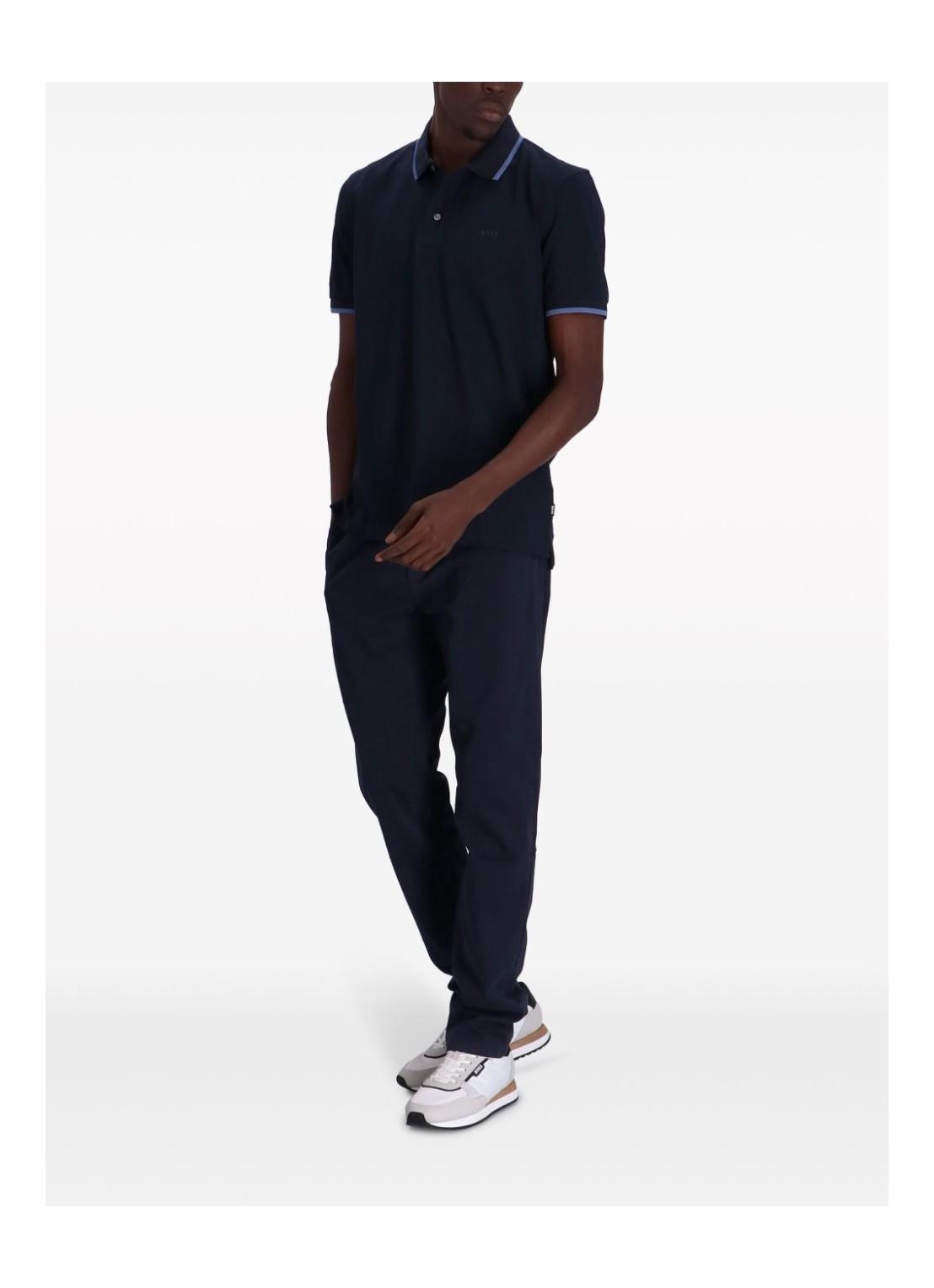 BOSS BOSS Erkek Pamuklu Polo Yakalı Düğme Kapamalı Kısa Kollu Lacivert Polo Yaka T-Shirt 50494697-406