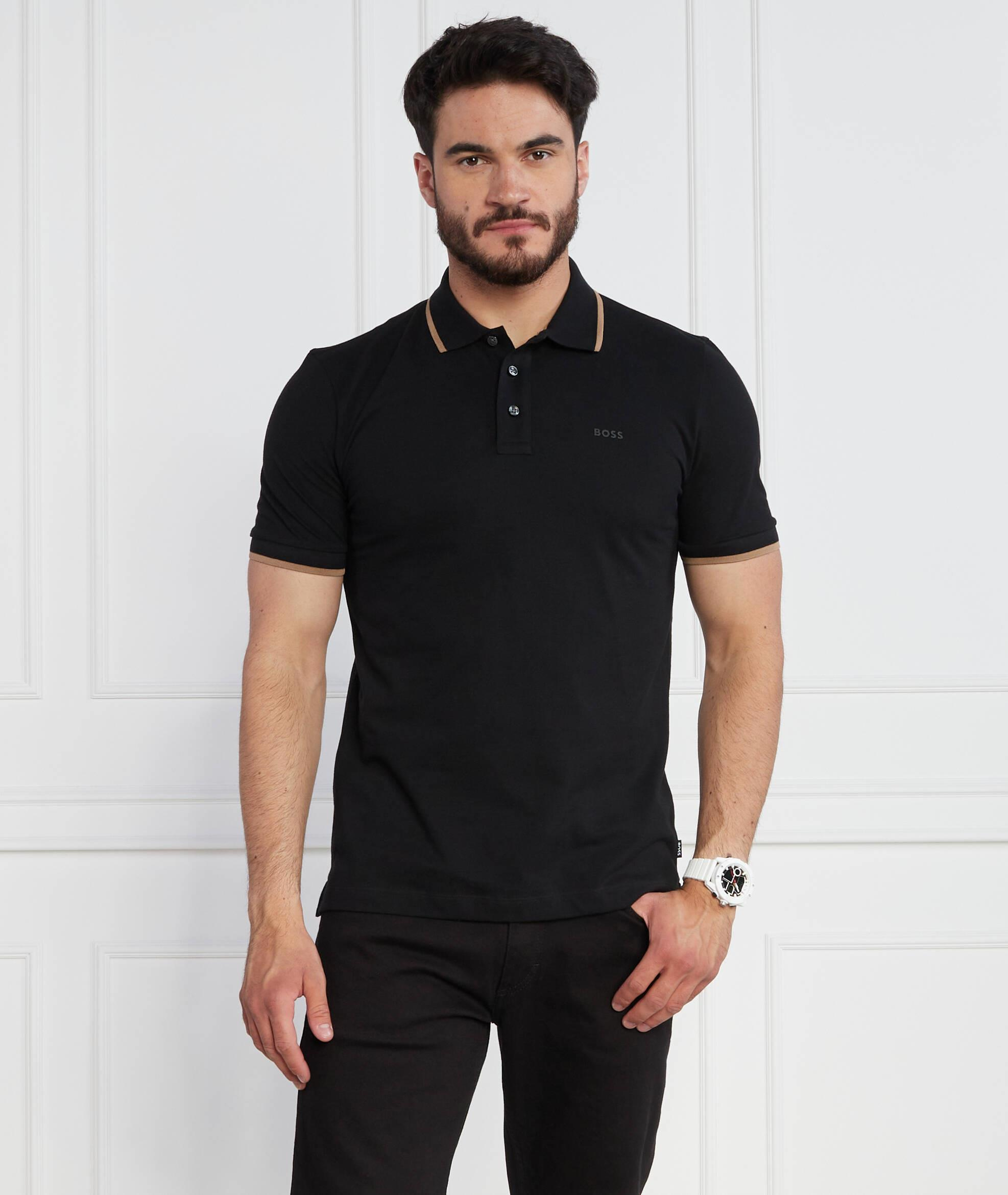 BOSS BOSS Erkek Pamuklu Polo Yakalı Düğme Kapamalı Kısa Kollu Siyah Polo Yaka T-Shirt 50494697-001