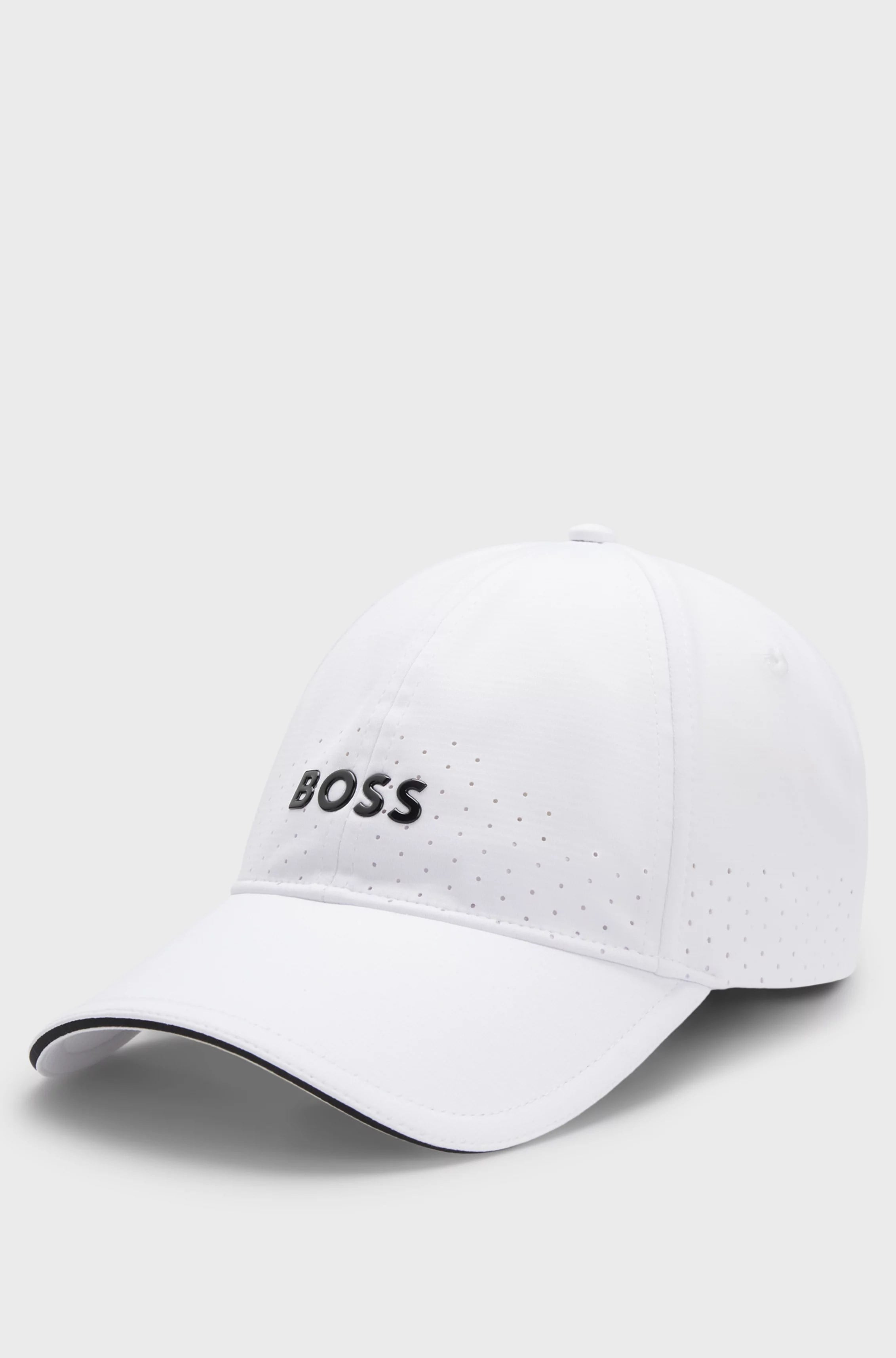 BOSS  BOSS Erkek Parlak Kabartma Logolu Desenli Beyaz Şapka 50560377-100