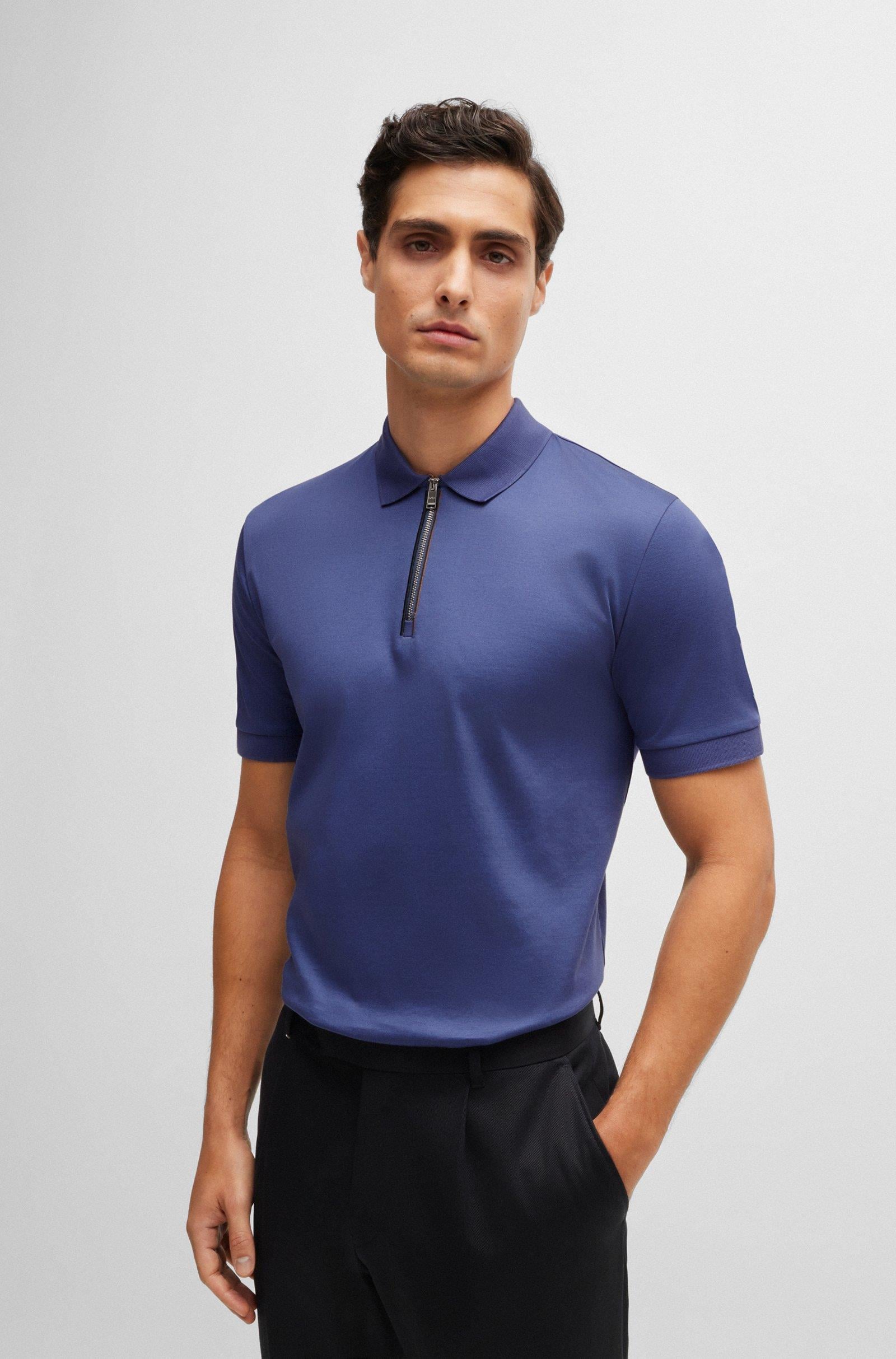 BOSS BOSS Erkek Polo Yaka Fermuar Kapamalı Logolu Kısa Kol Lacivert Polo Yaka T-Shirt 50521118-412