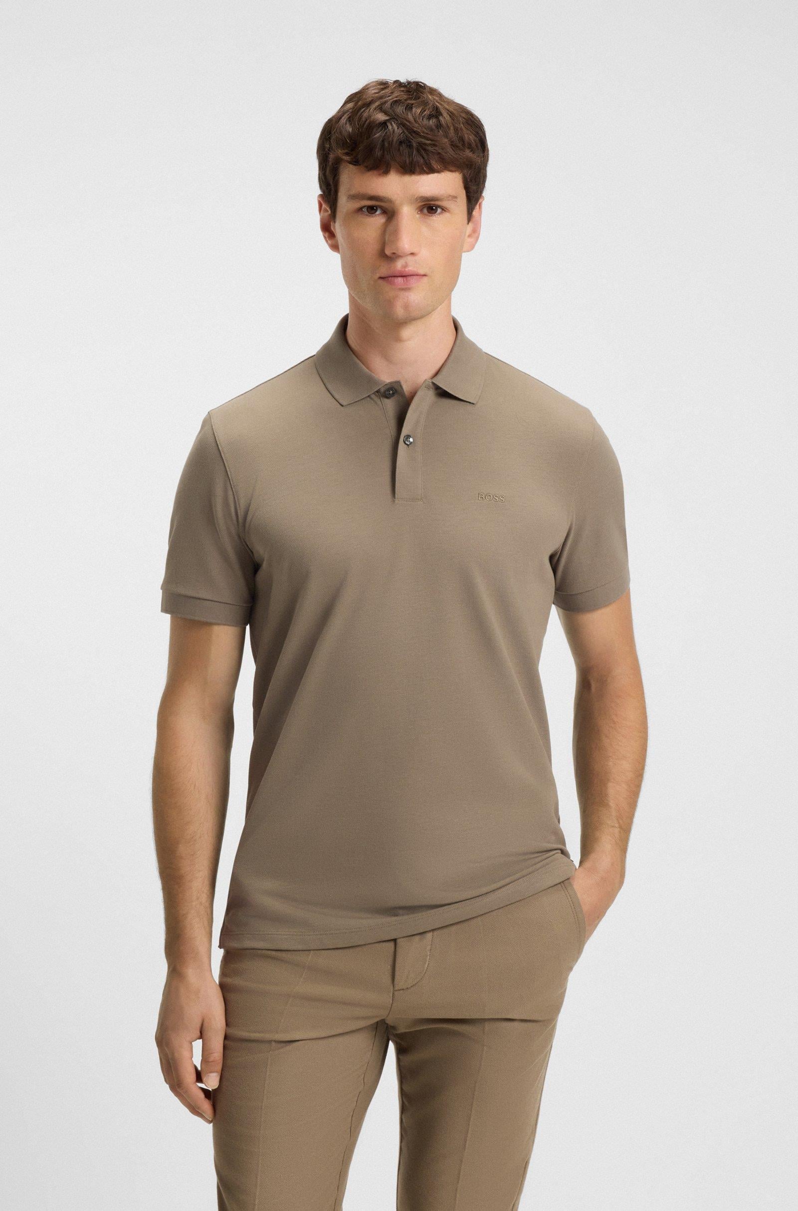 BOSS  BOSS Erkek Polo Yaka Regular Fit Pamuklu Kısa Kollu Açık Kahve Polo Yaka T-Shirt 50468362-245