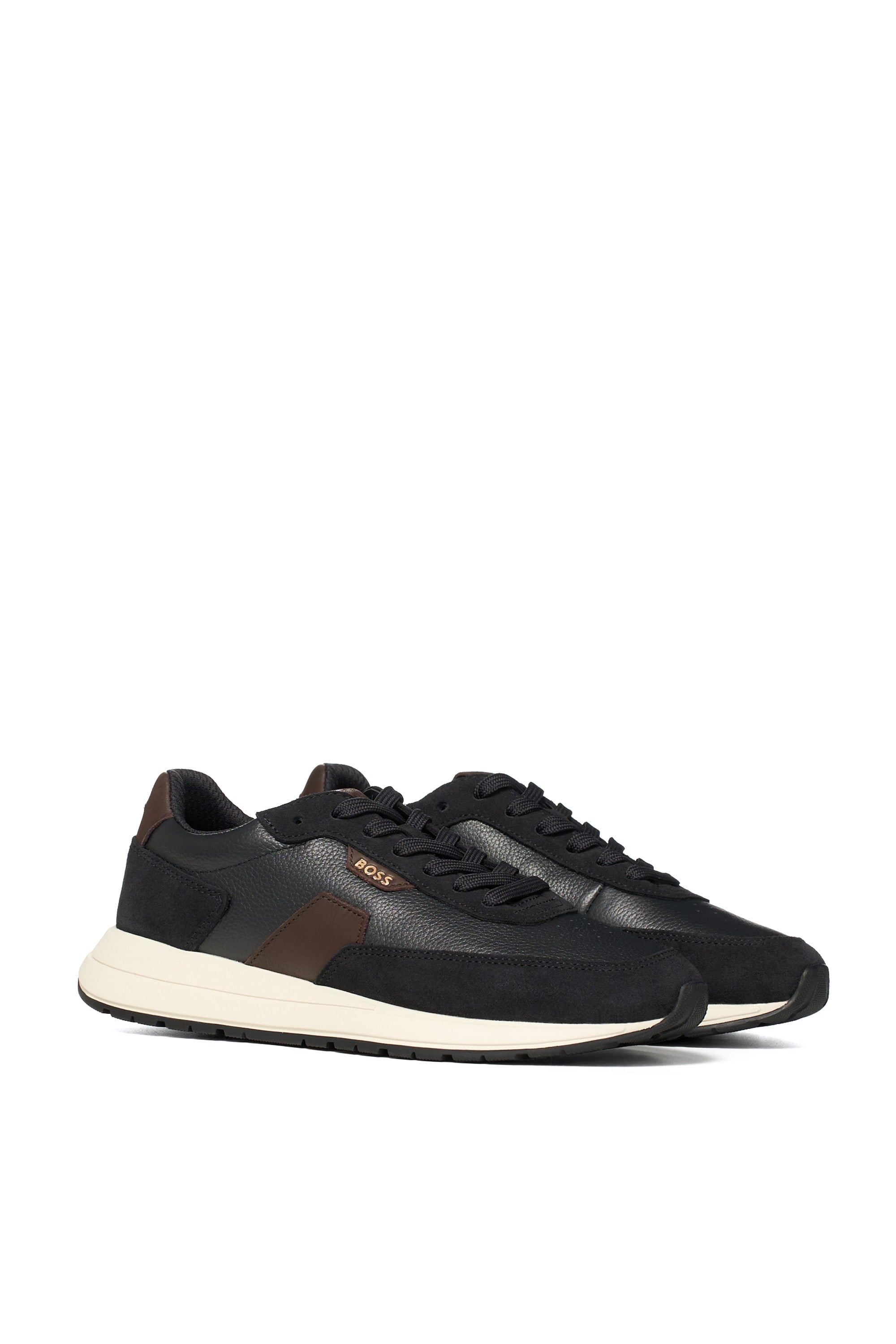 BOSS  BOSS Erkek Rahat Taban Deri Düz Taban Siyah Sneaker 50568951-002