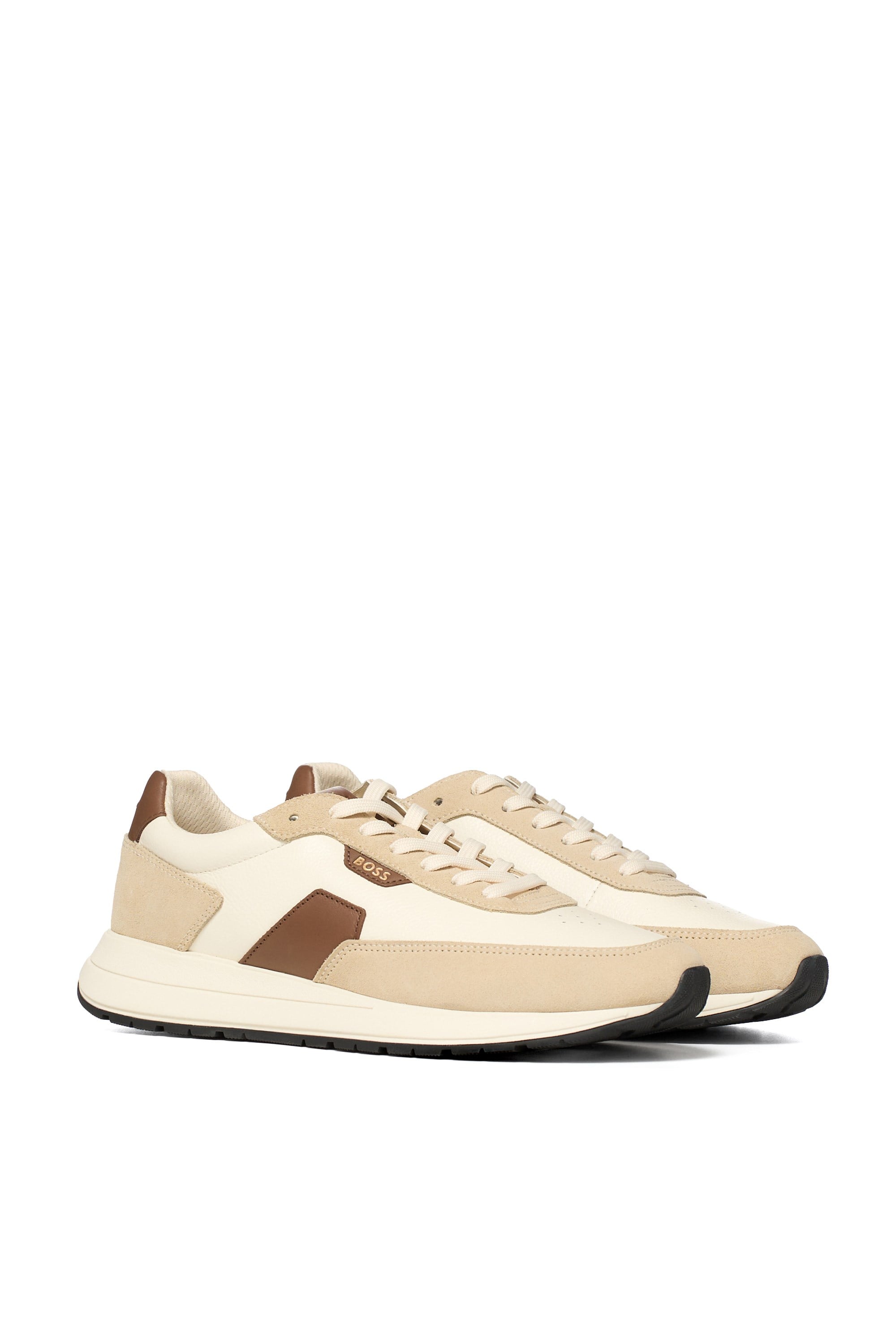BOSS  BOSS Erkek Rahat Taban Deri Düz Taban Bej Sneaker 50568951-282