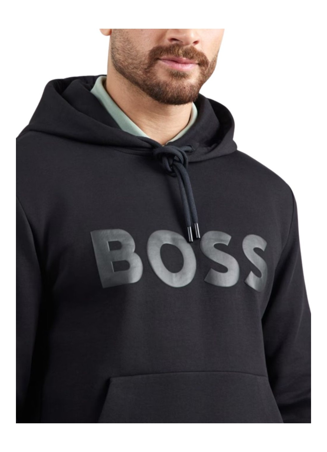 BOSS  BOSS Erkek Regular Fit Kapüşonlu Logo Kabartmalı Uzun Kollu Siyah Sweatshirt 50555515-001