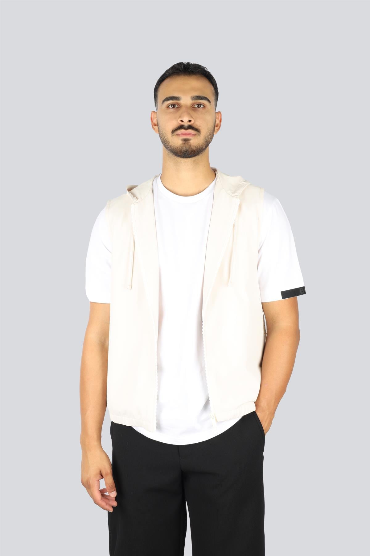 BOSS BOSS Erkek Regular Fit Kapüşonlu Fermuarlı Ekru Ceket 50543587-131