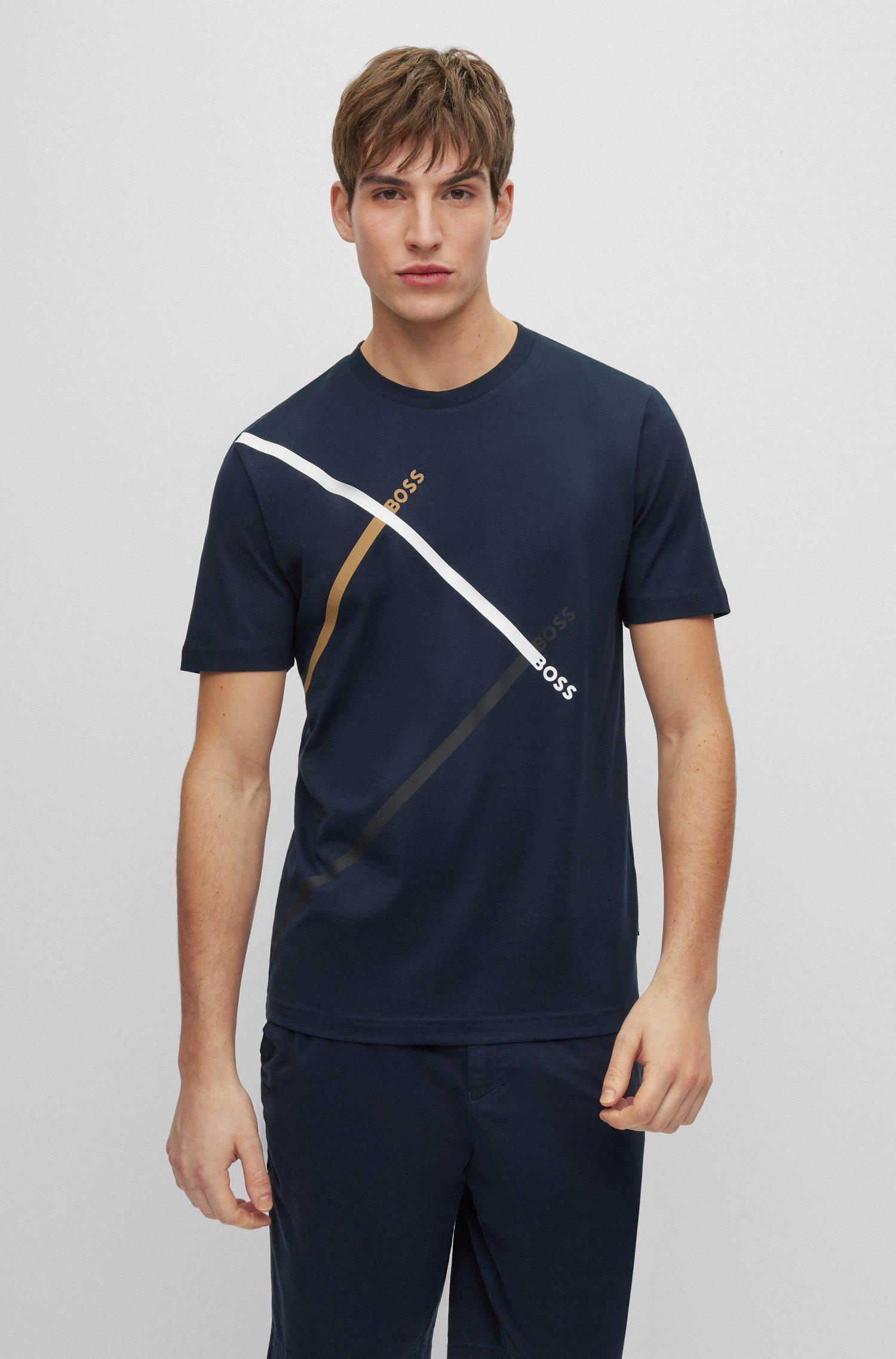 BOSS BOSS Erkek regular fit Kısa Kollu Düz Bisiklet Yaka Lacivert T-Shirt 50486211-404