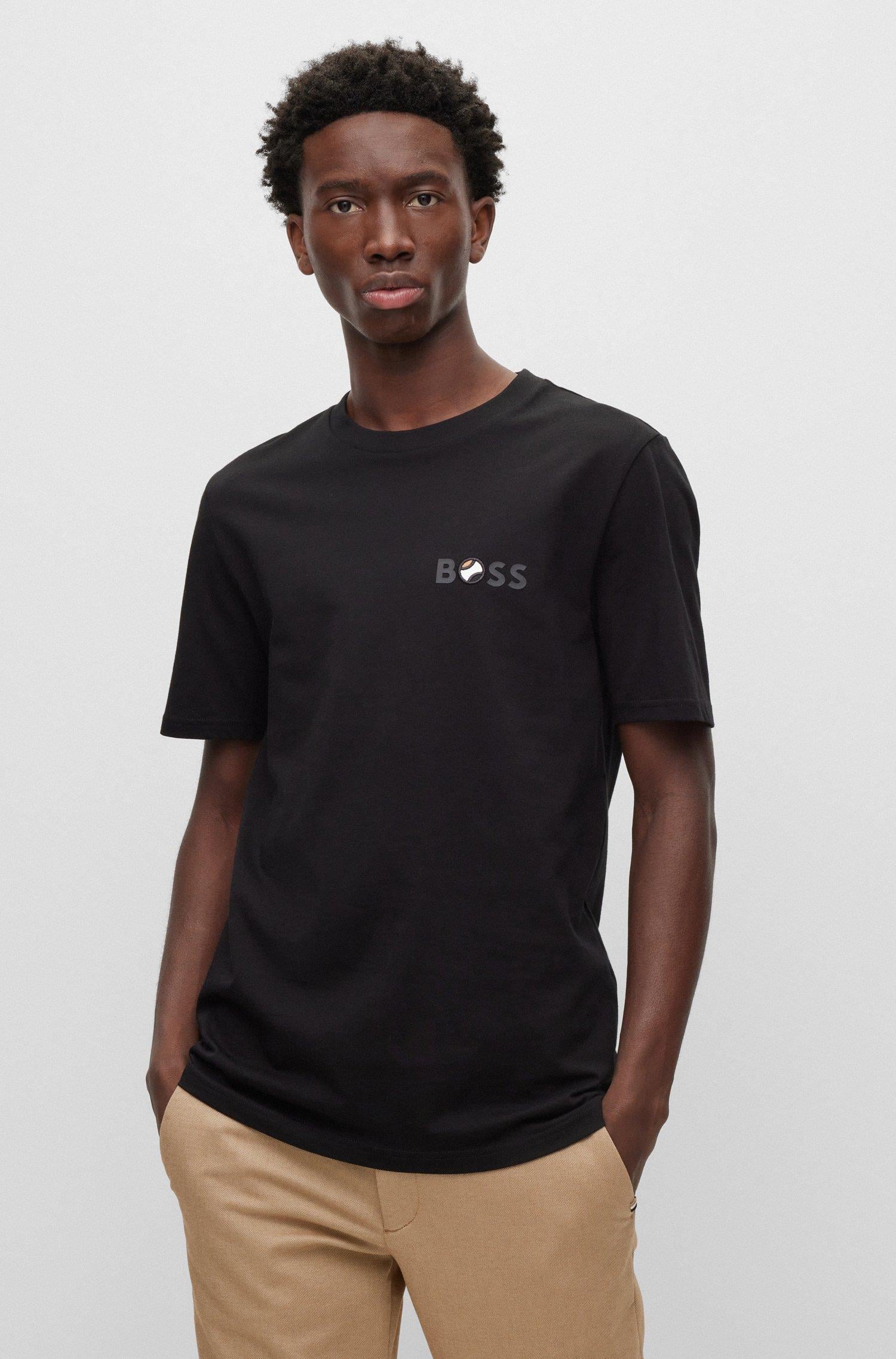 BOSS BOSS Erkek regular fit Kısa Kollu Düz Bisiklet Yaka Siyah T-Shirt 50489420-001