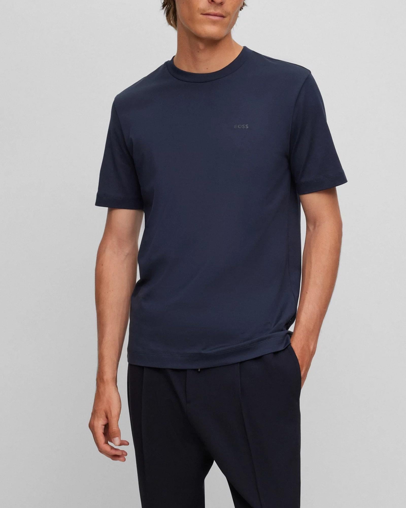 BOSS BOSS Erkek regular fit Kısa Kollu Düz Bisiklet Yaka Lacivert T-Shirt 50468347-404